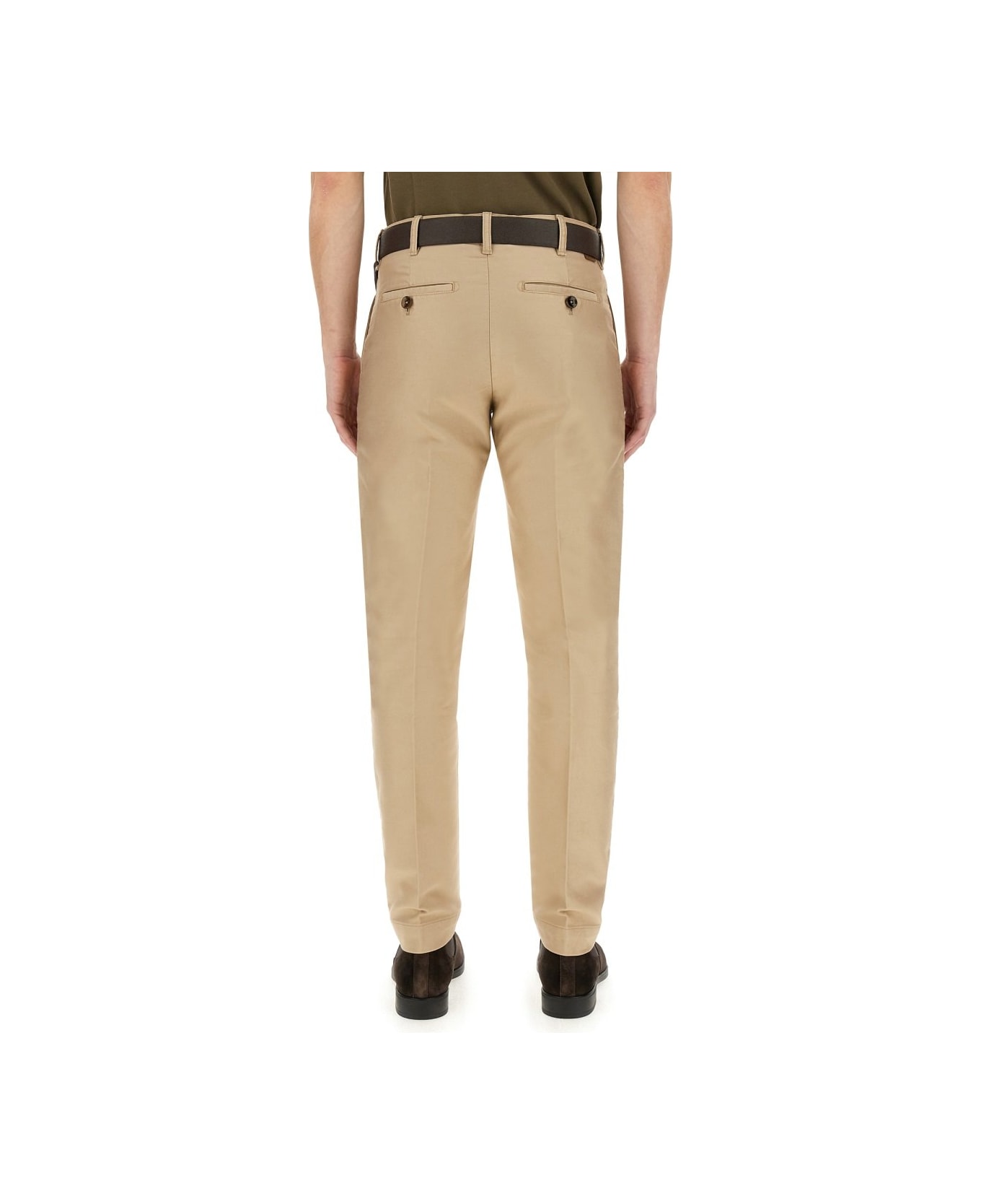 Tom Ford Logo Patch Straight-leg Tailored Trousers - BEIGE