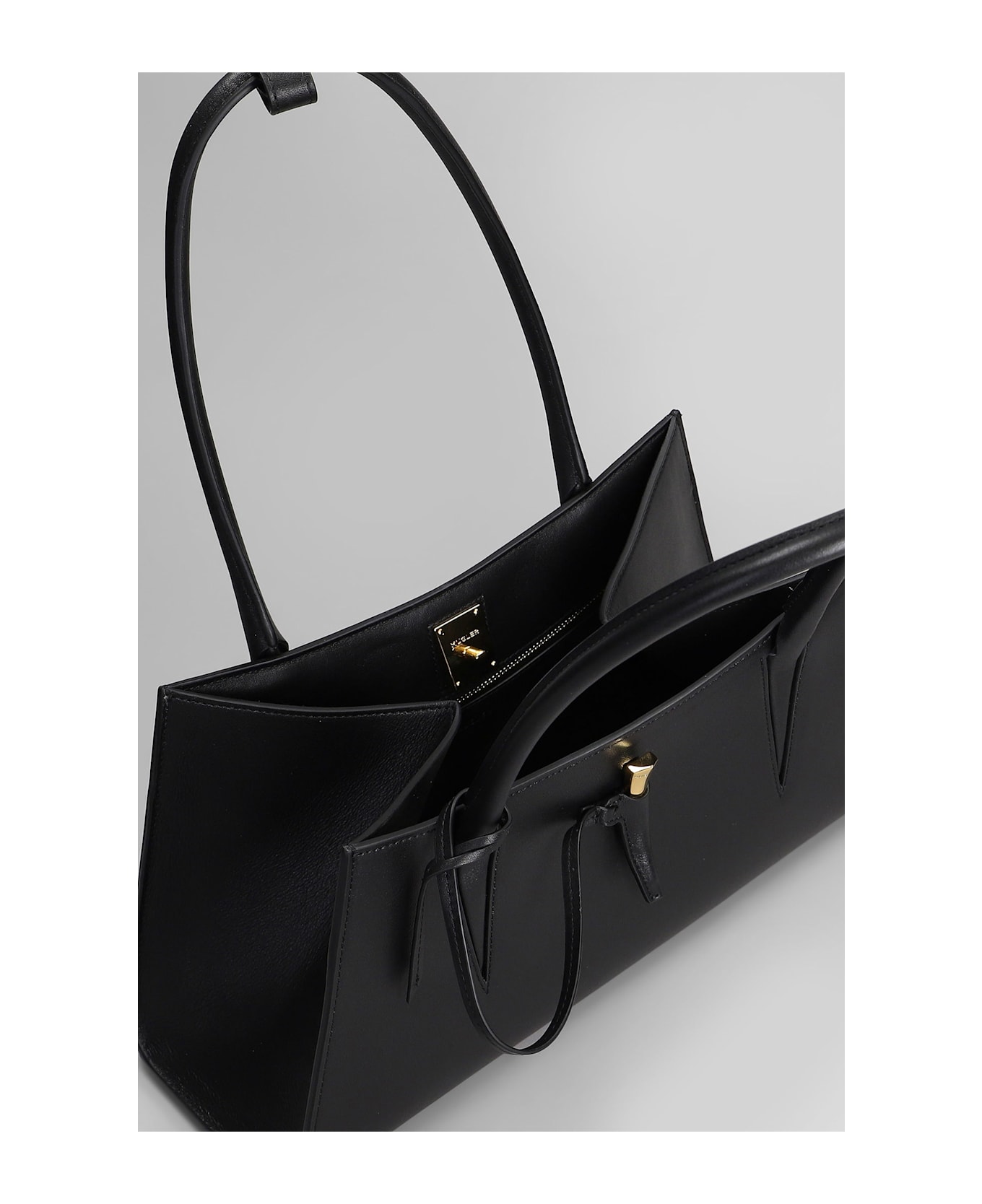 Mugler Shoulder Bag In Black Leather - black