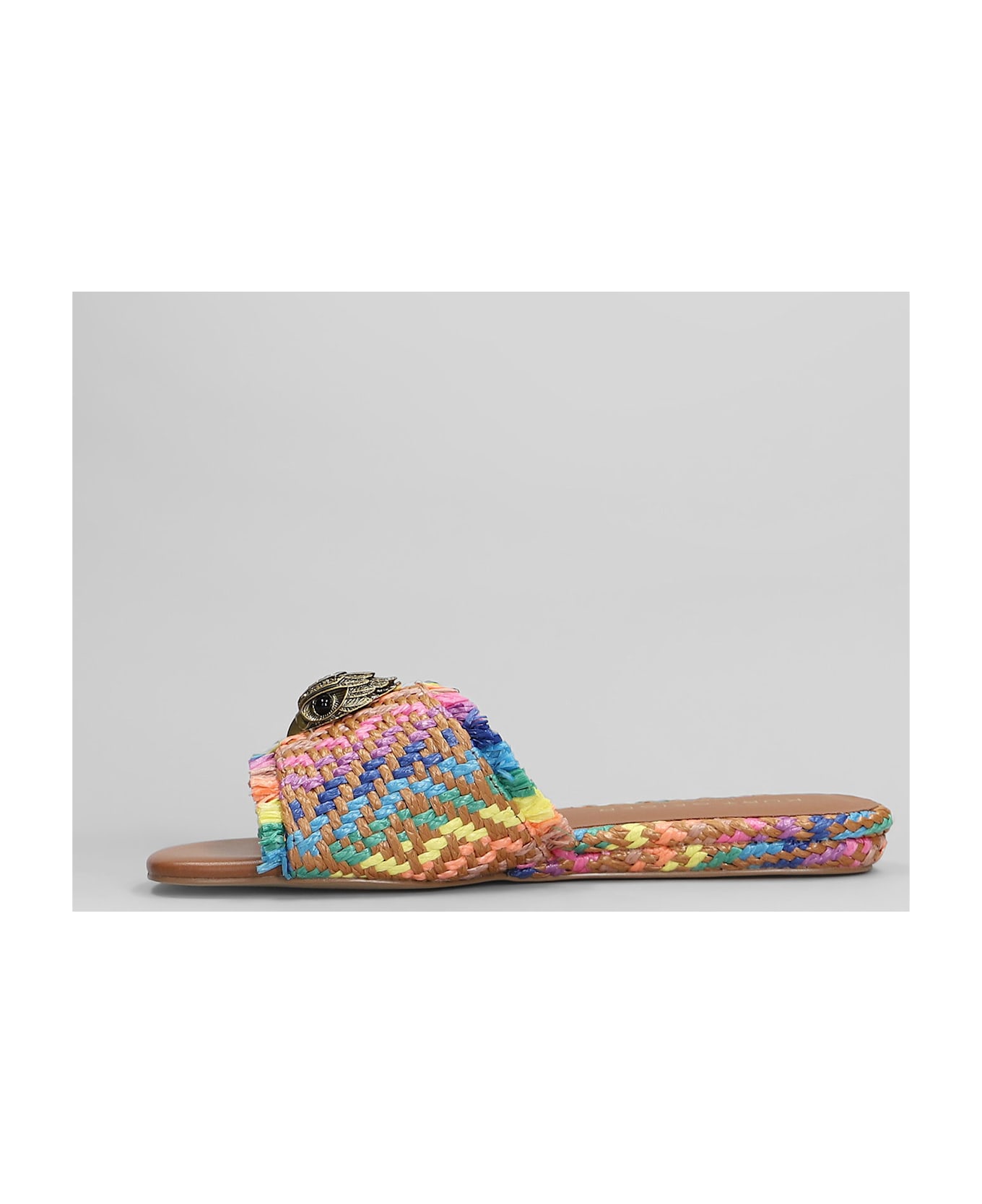 Kurt Geiger Kensington Flats In Multicolor Raffia - multicolor