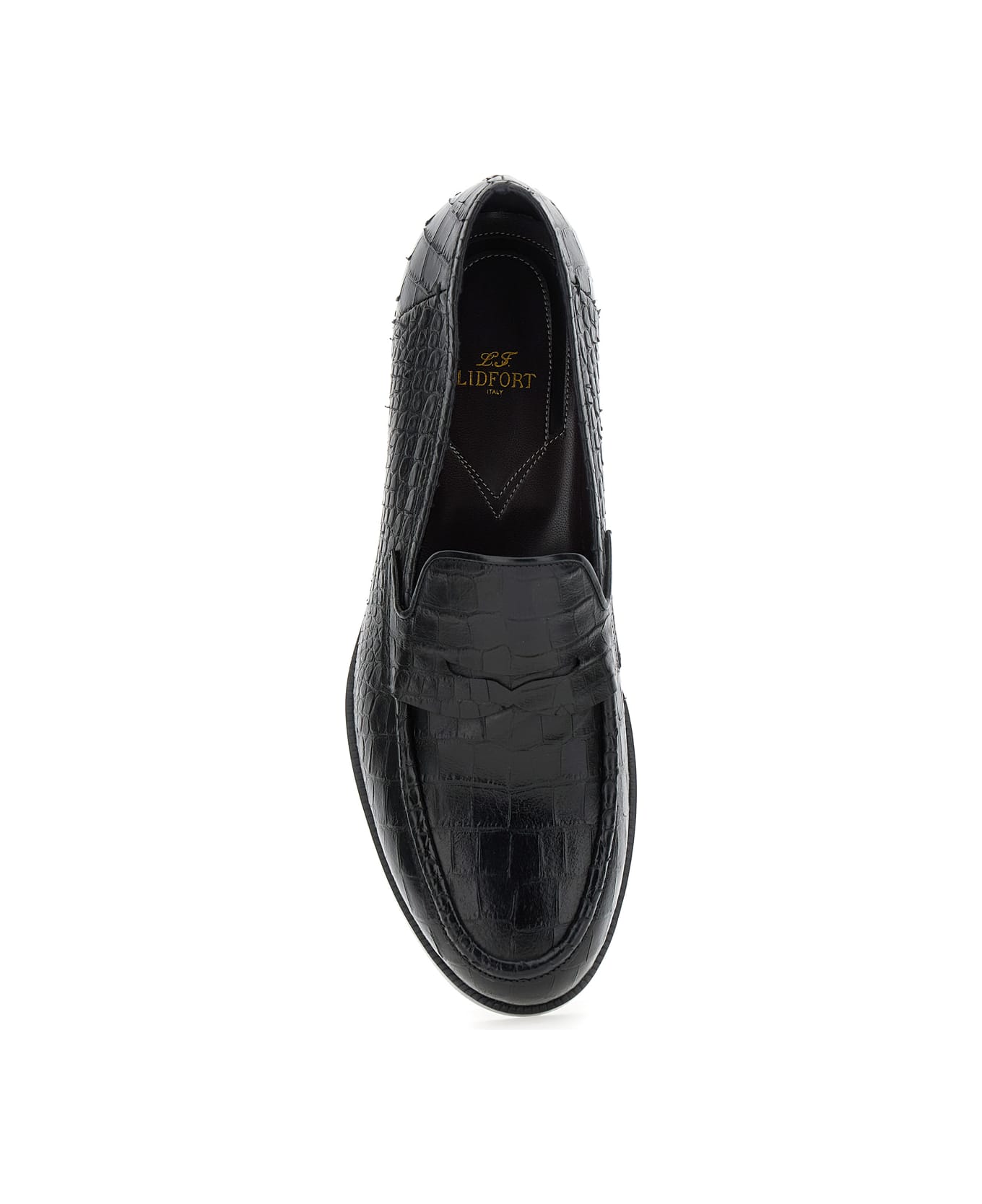 Lidfort 
luisiana
 Black Loafers With Embossed Crocodile Effect In Leather Man - Black