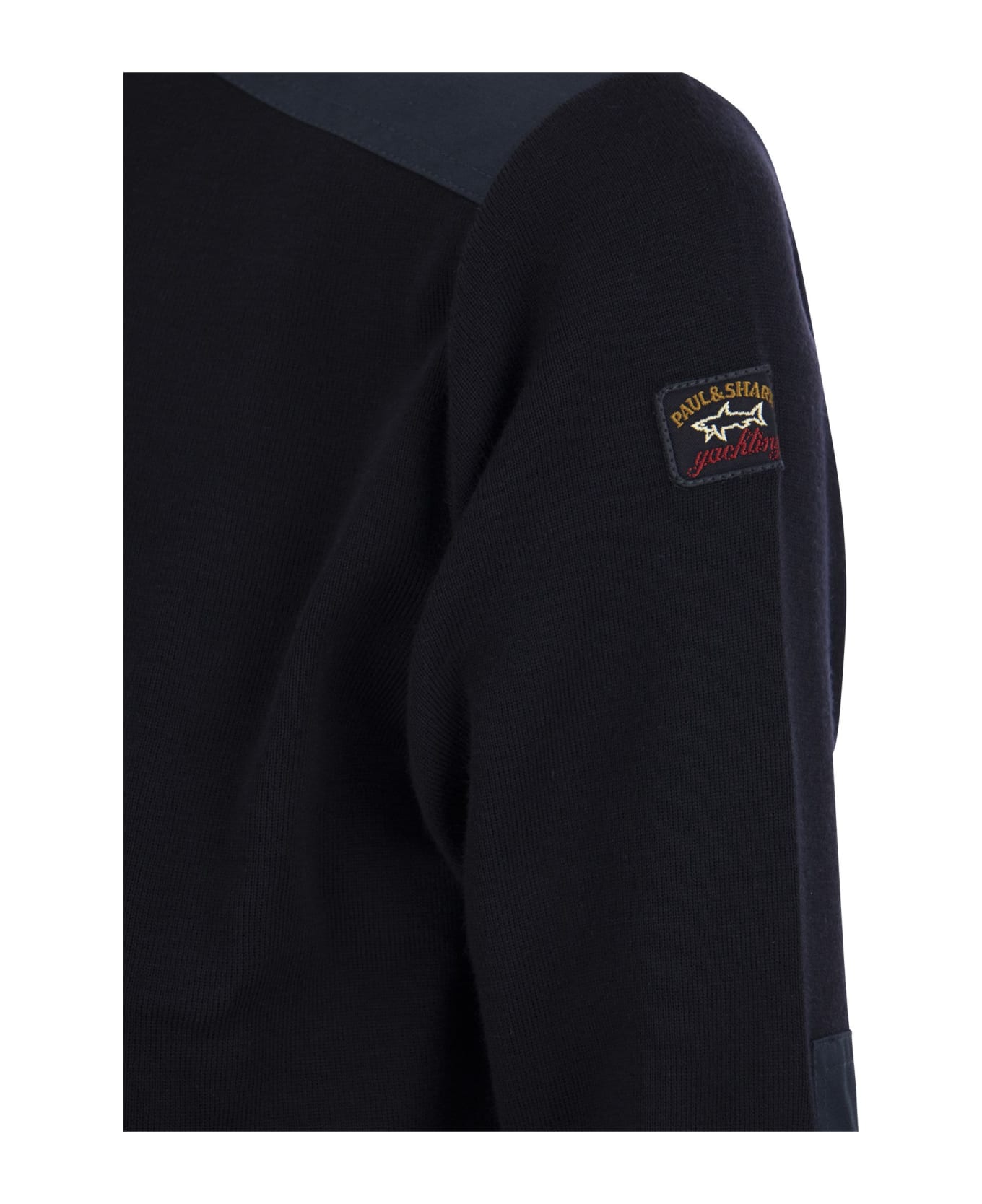 Paul&Shark Wool Crew Neck With Iconic Badge - Navy ニットウェア