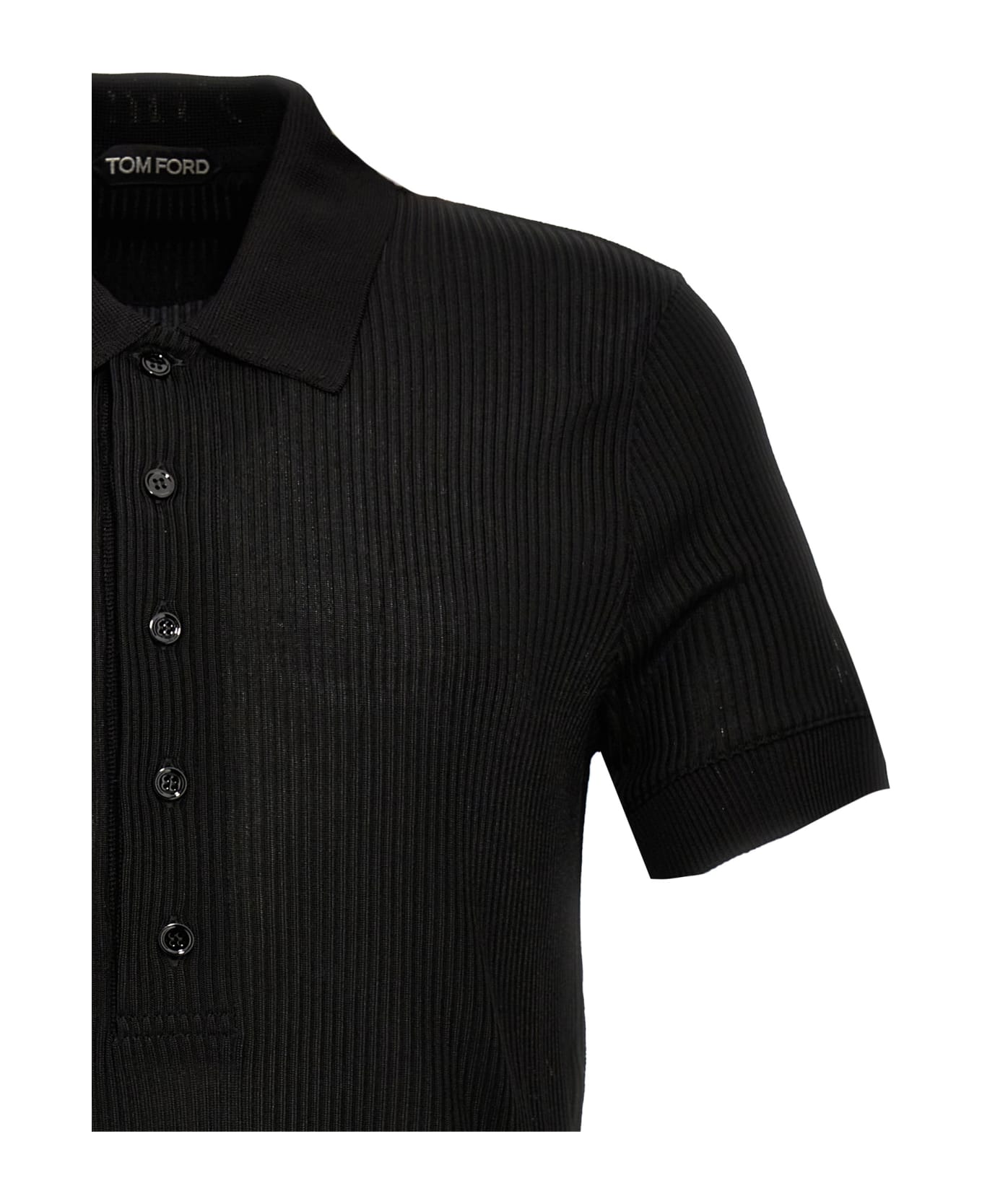 Tom Ford Ribbed Polo Shirt - Nero ポロシャツ