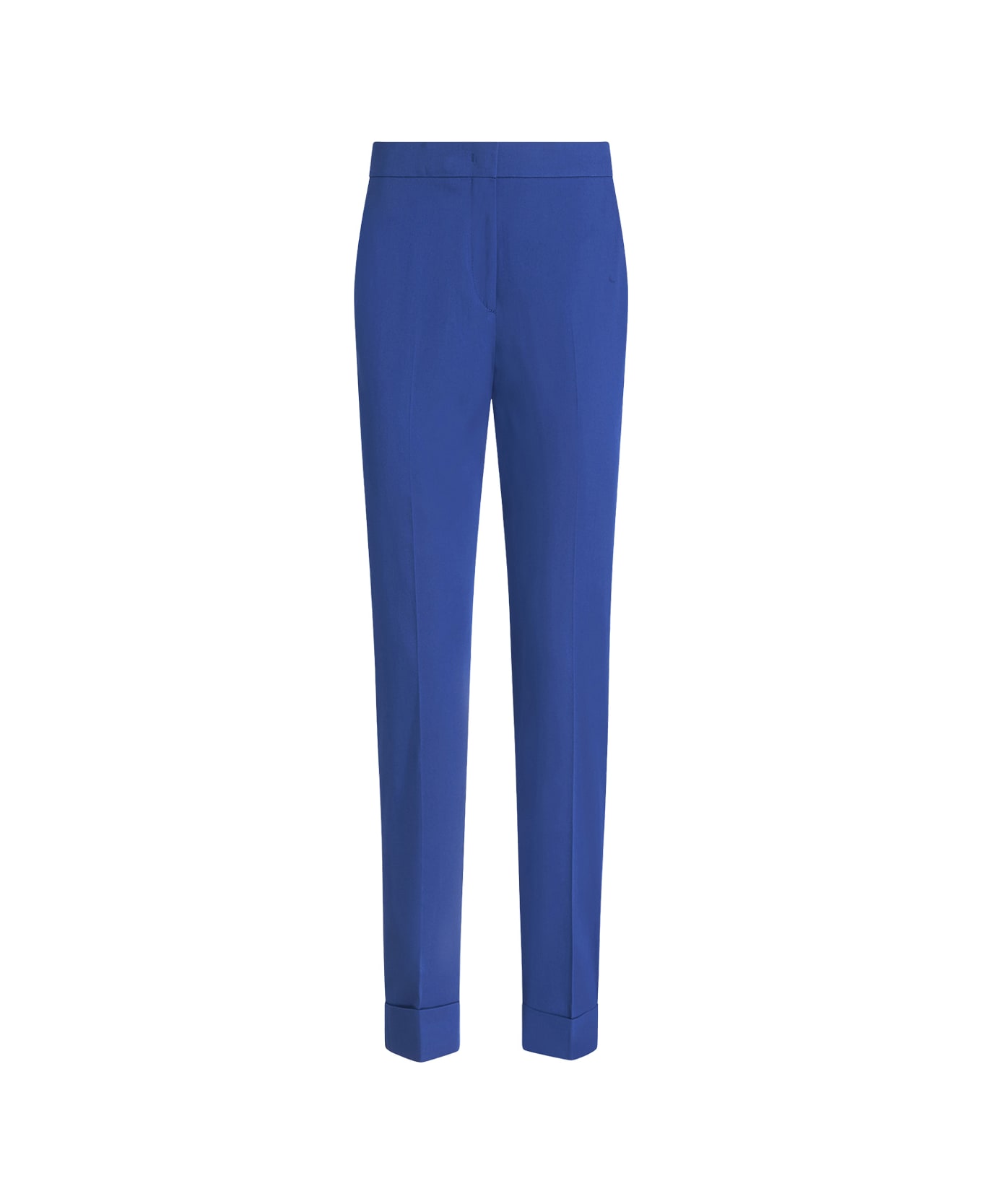 Etro Cropped Stretch Trousers In Blue - Blue