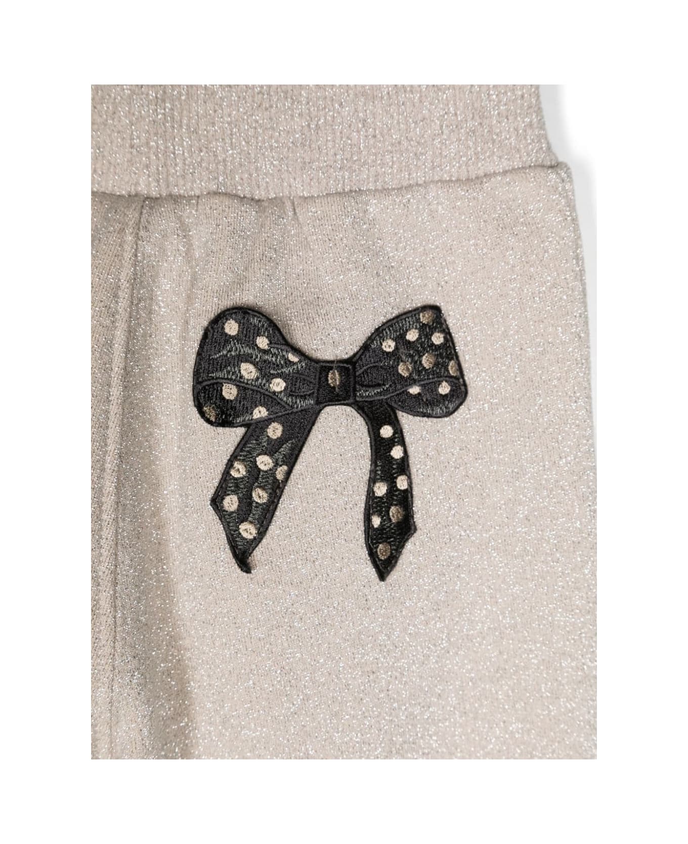 Monnalisa Beige Trousers Girl - Ecrù/Argento