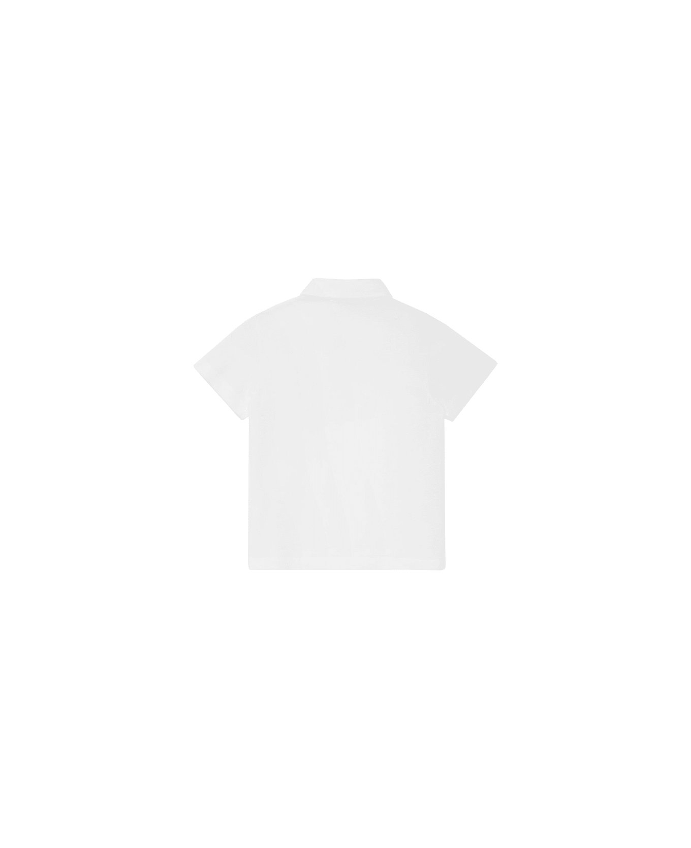 Fendi Chalk White Cotton Pique Polo Shirt With Blue Stamp - White