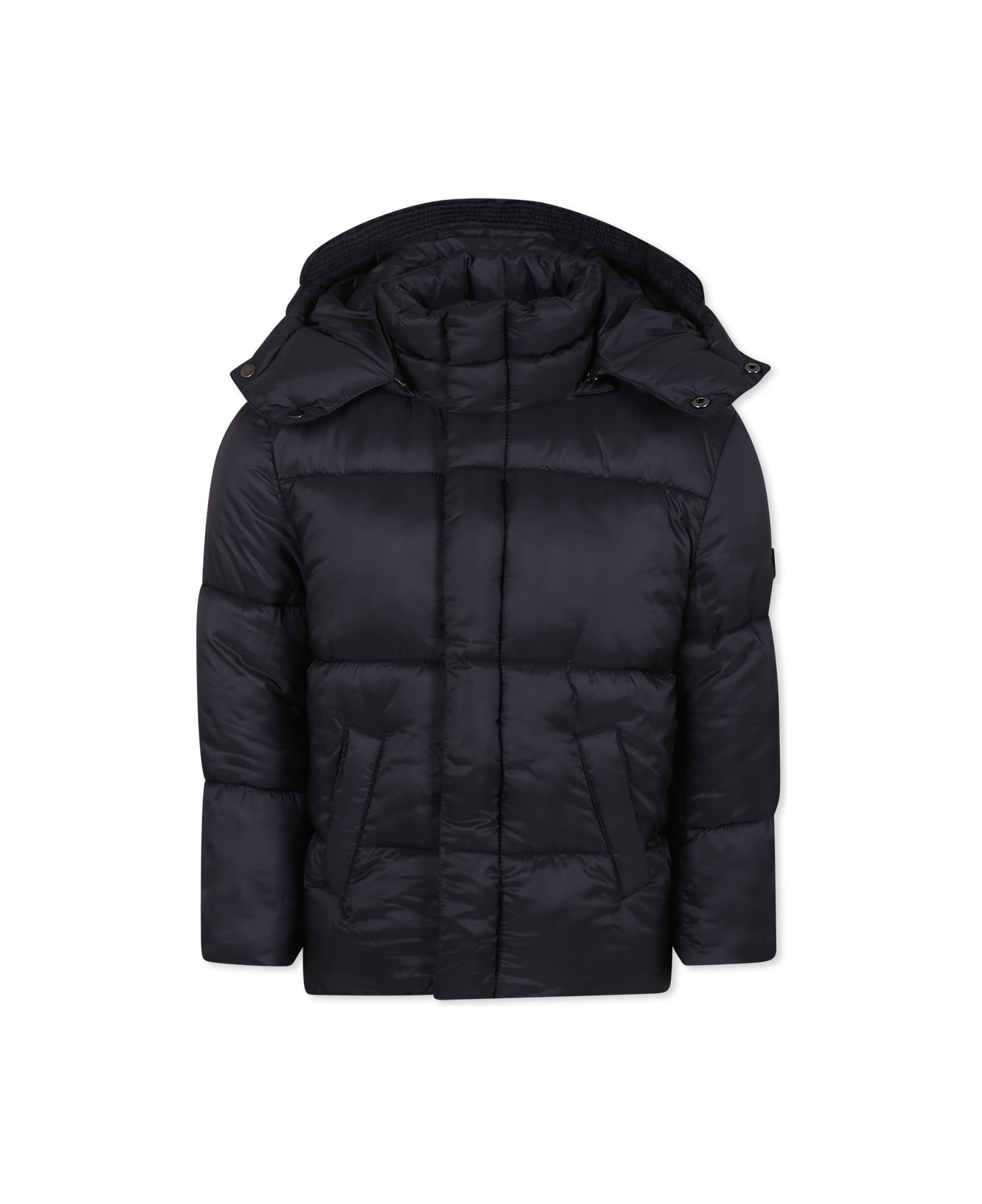 Diesel Black Down Jacket For Kids With Logo - Black コート＆ジャケット