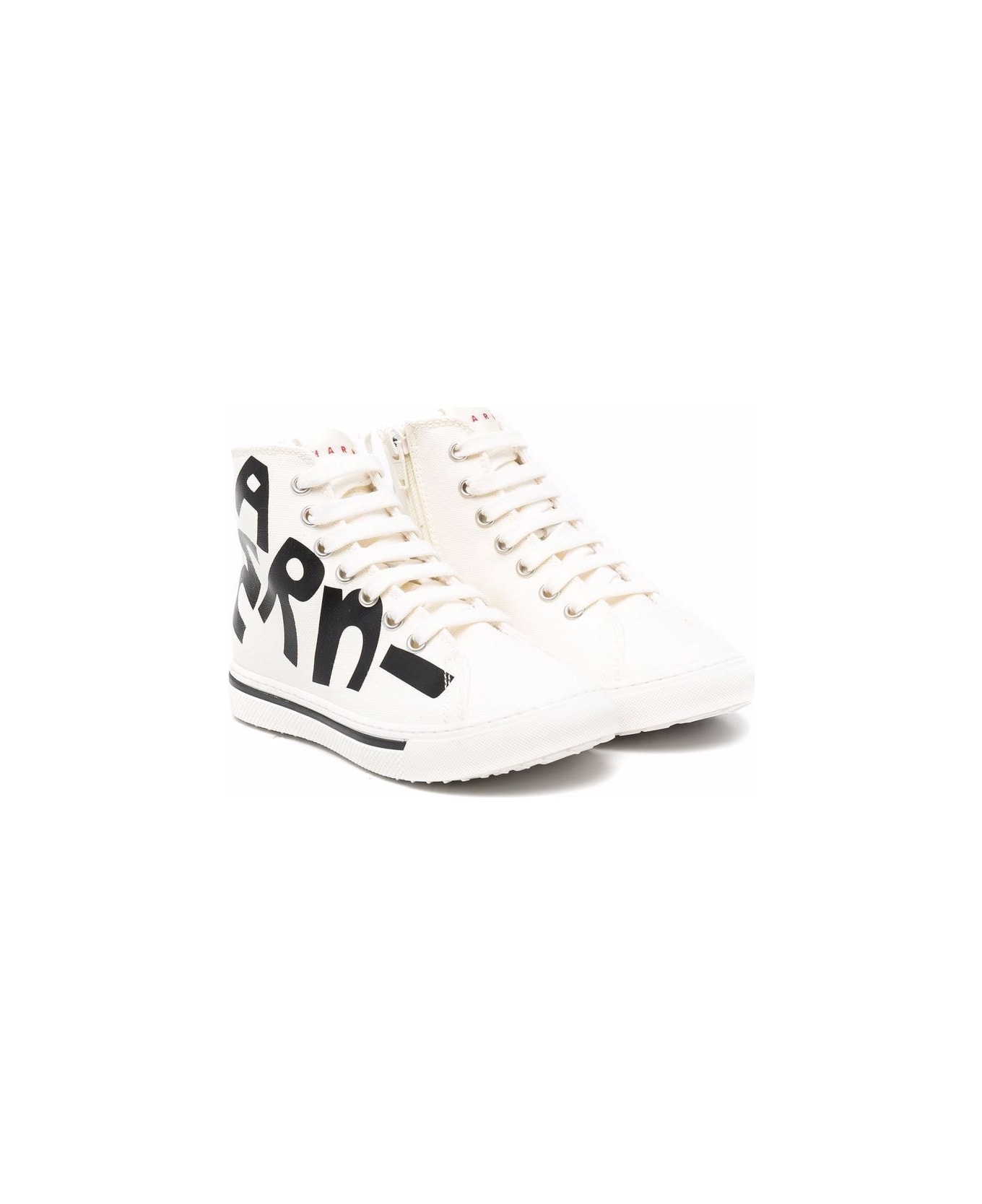 Marni High Sneakers With Print - White
