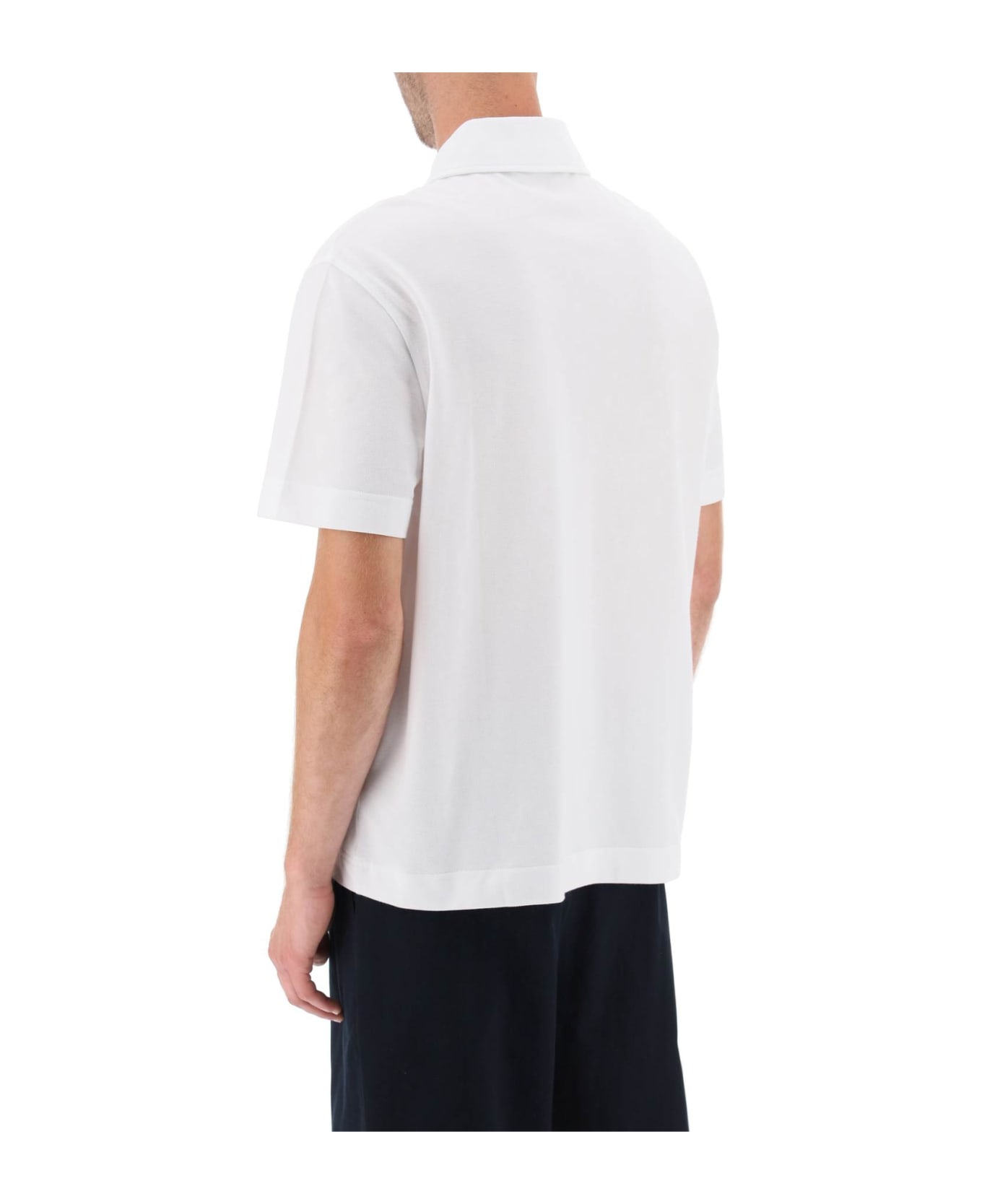 Palm Angels Satorial Tape Button Polo Shirt - White