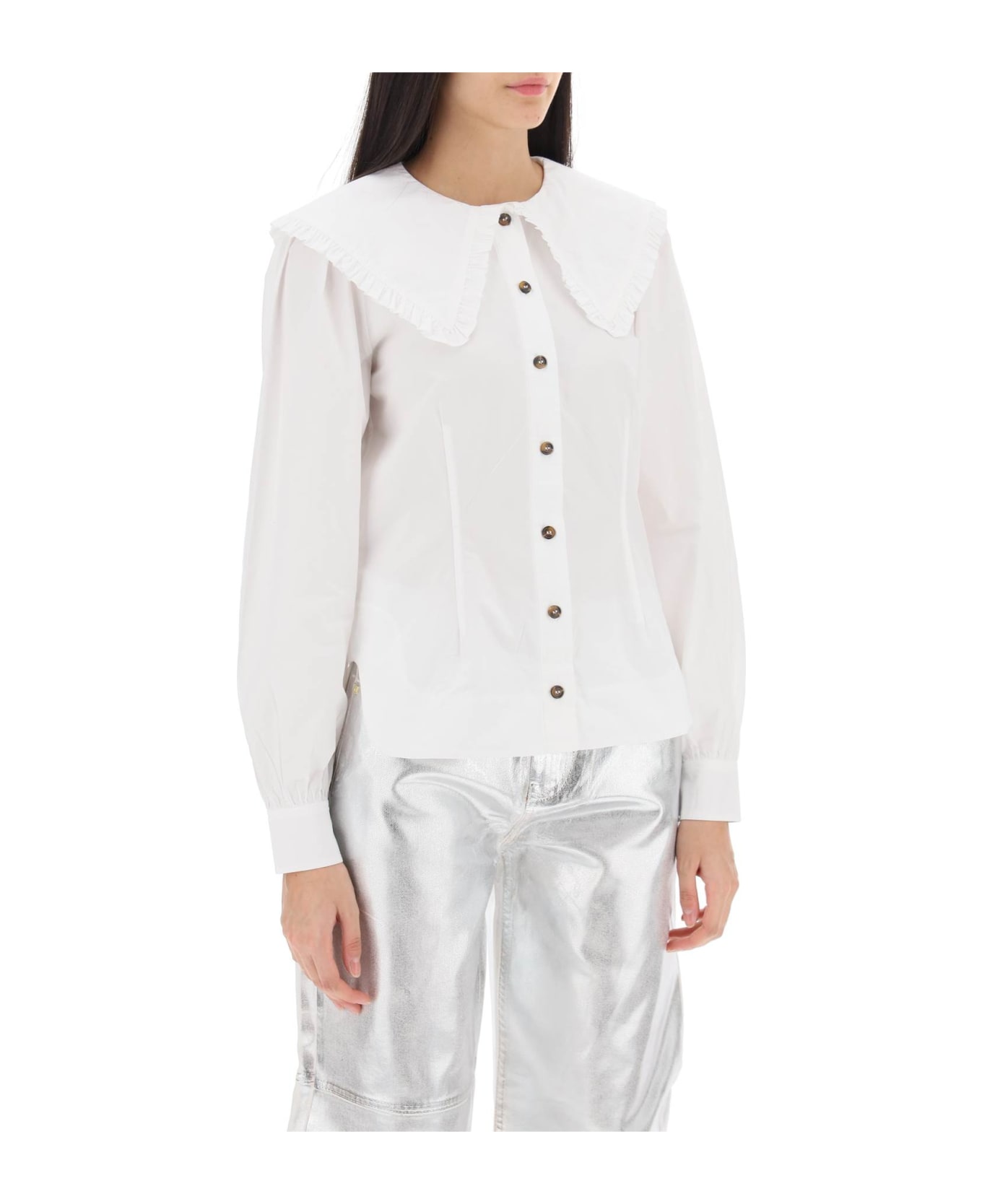 Ganni Maxi Collar Shirt - BRIGHT WHITE (White)