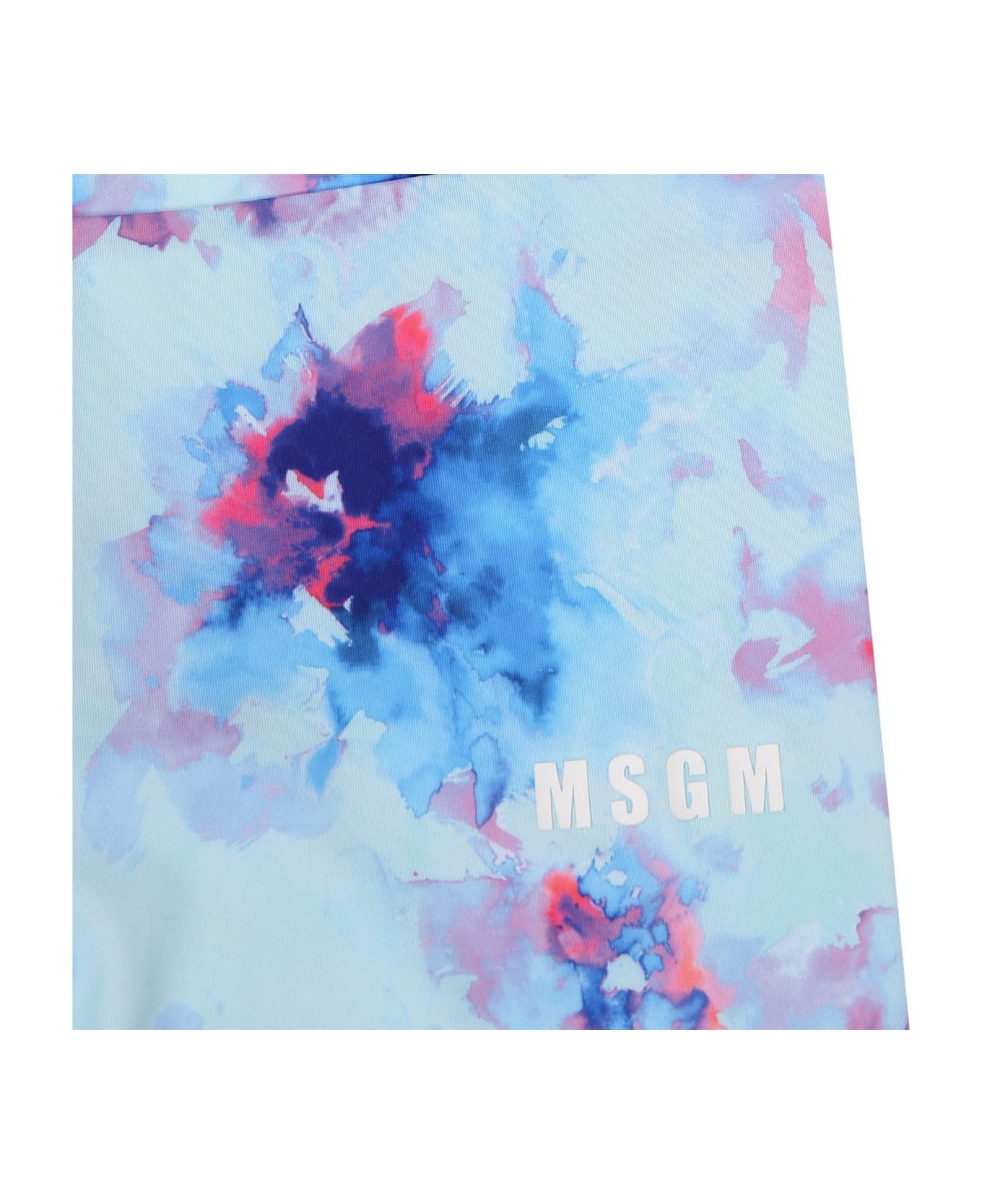 MSGM Multicolor Leggings For Girl With Tie Dye Print - Light Blue