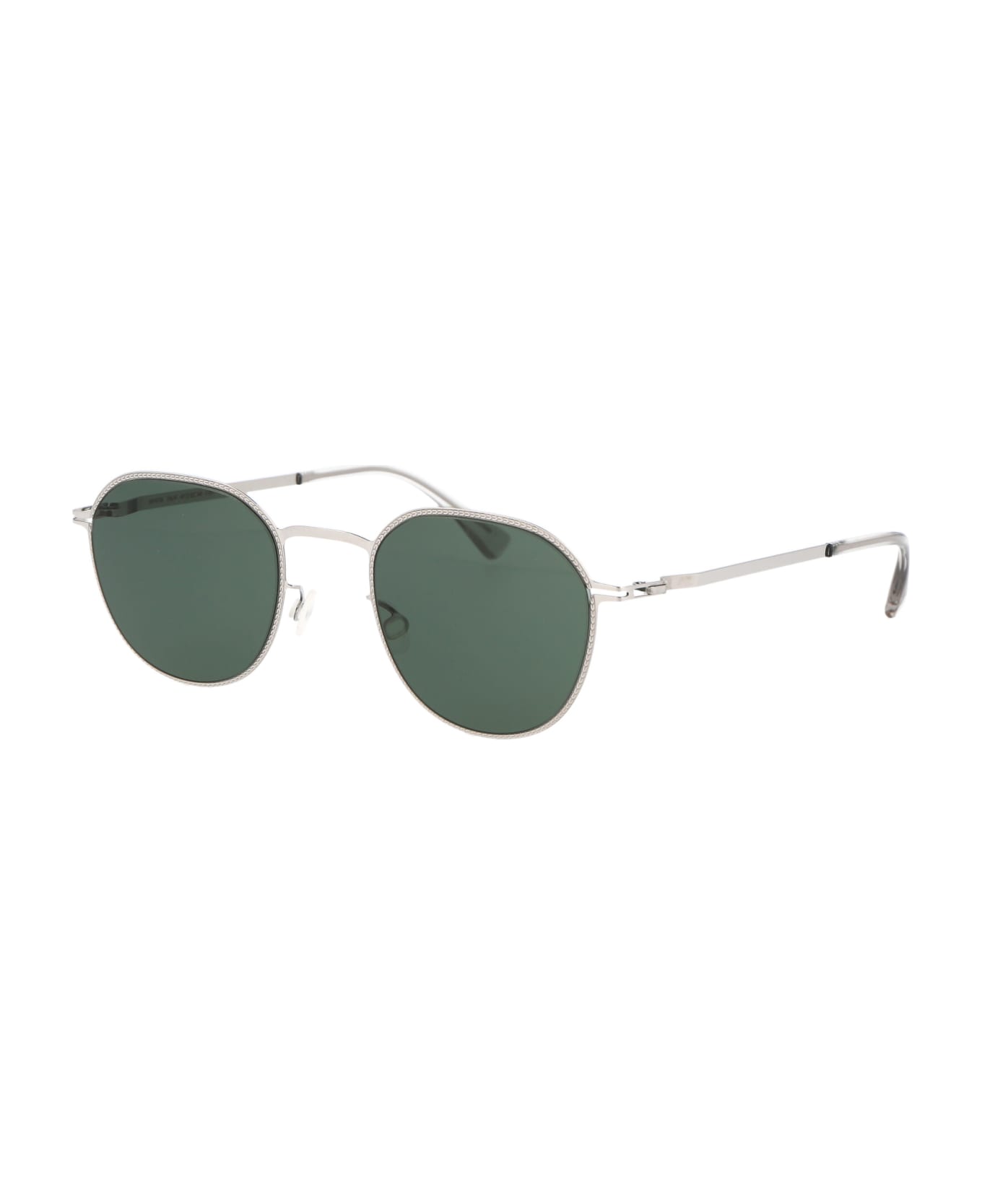 Mykita Talvi Sunglasses - 051 Shiny Silver Darkgreen Solid