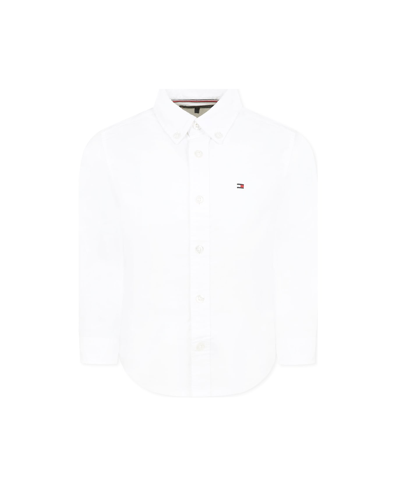 Tommy Hilfiger White Shirt For Boy With Flag - White