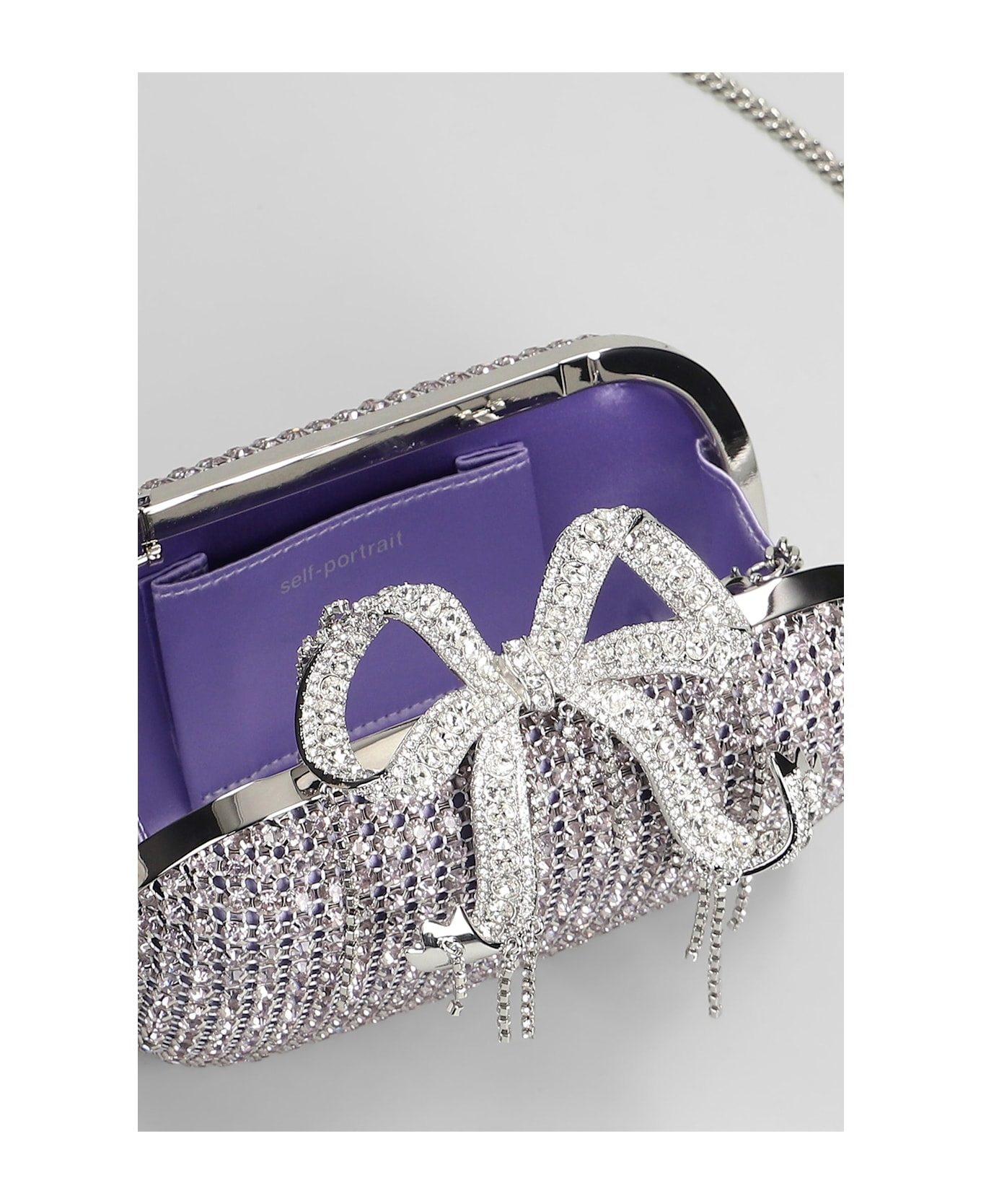 self-portrait Chainmail Clutch In Lilla Crystal - Lilla