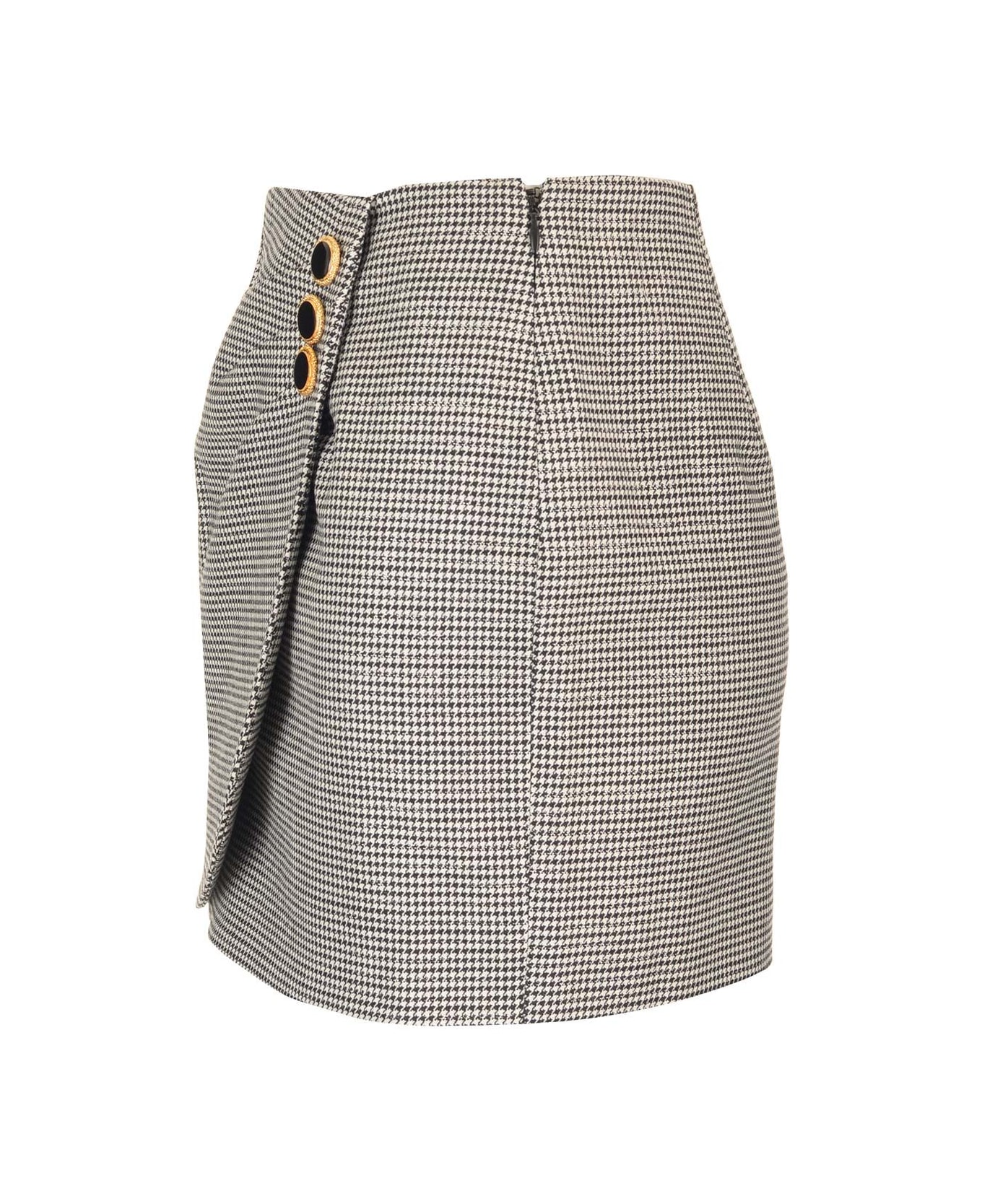 Alessandra Rich Houndstooth Mini Skirt - Black