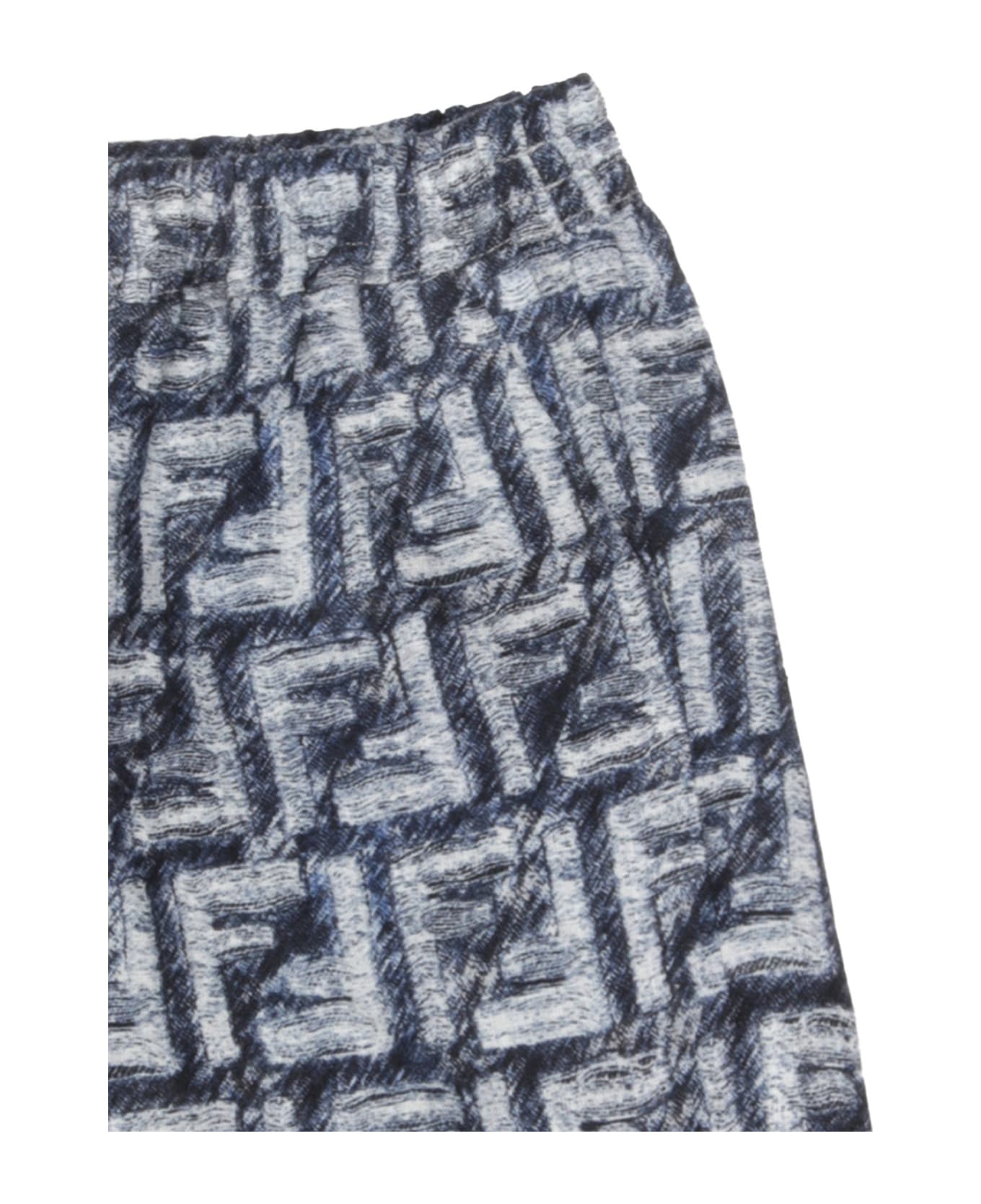 Fendi Shorts With Blue Monogram Motif - Blue