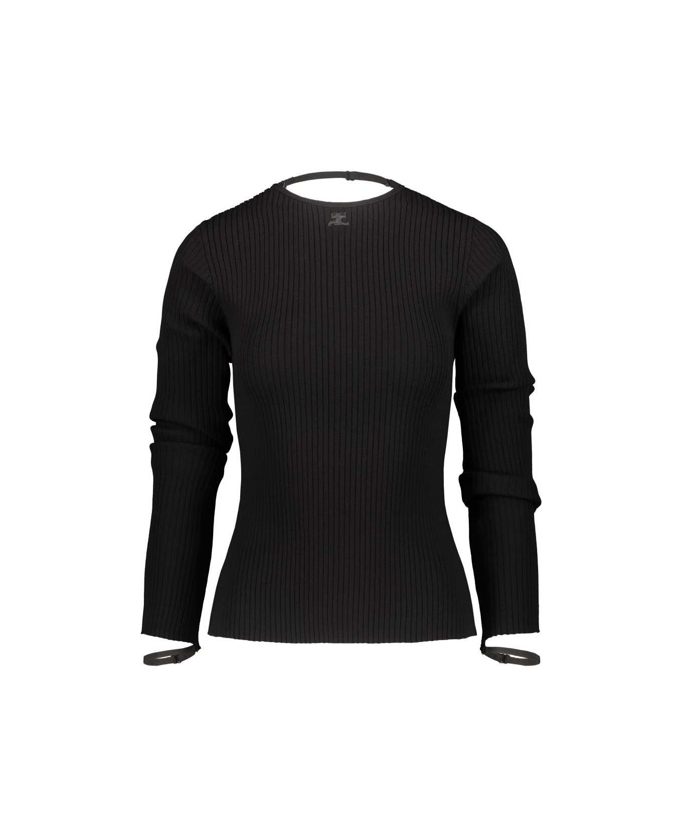 Courrèges Elastic Wrist Rib Knit Sweater - Black ニットウェア