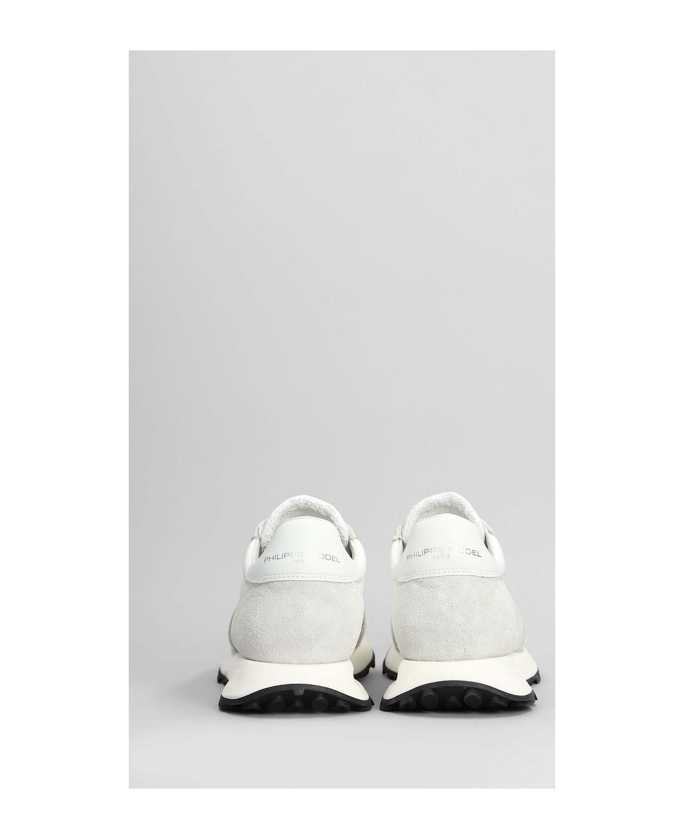 Philippe Model Tour Low Sneakers In White Suede And Fabric - white