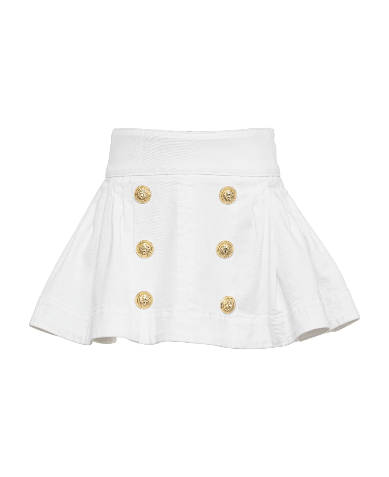 Balmain Double-buttoned Pleated Skirt - White