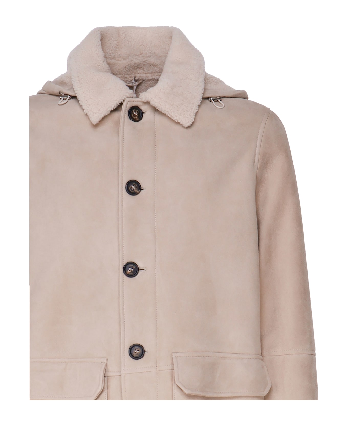 Eleventy Shearling Long Coat - SAND