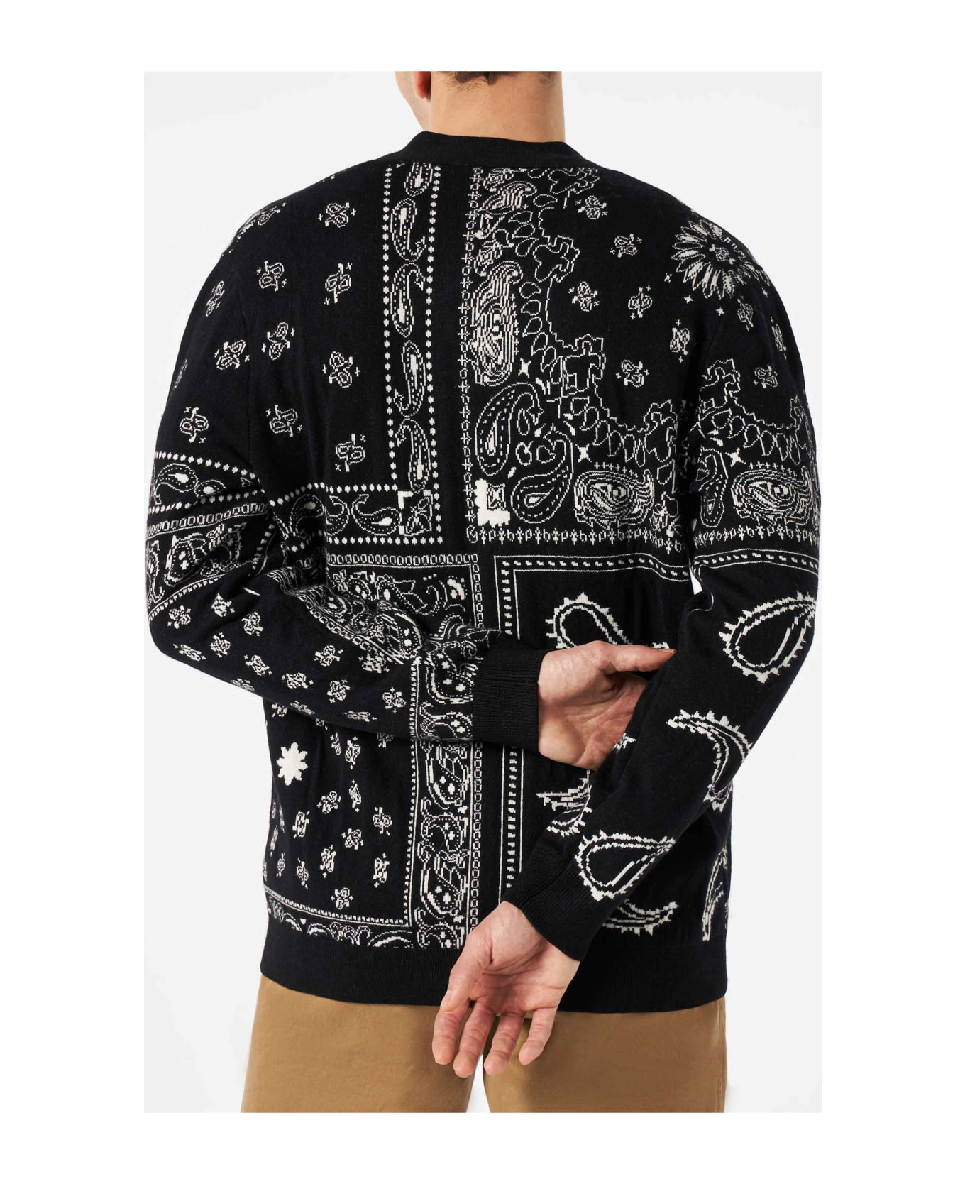 MC2 Saint Barth Bandanna Knitted Cardigan With Saint Barth Embroidery - BLACK