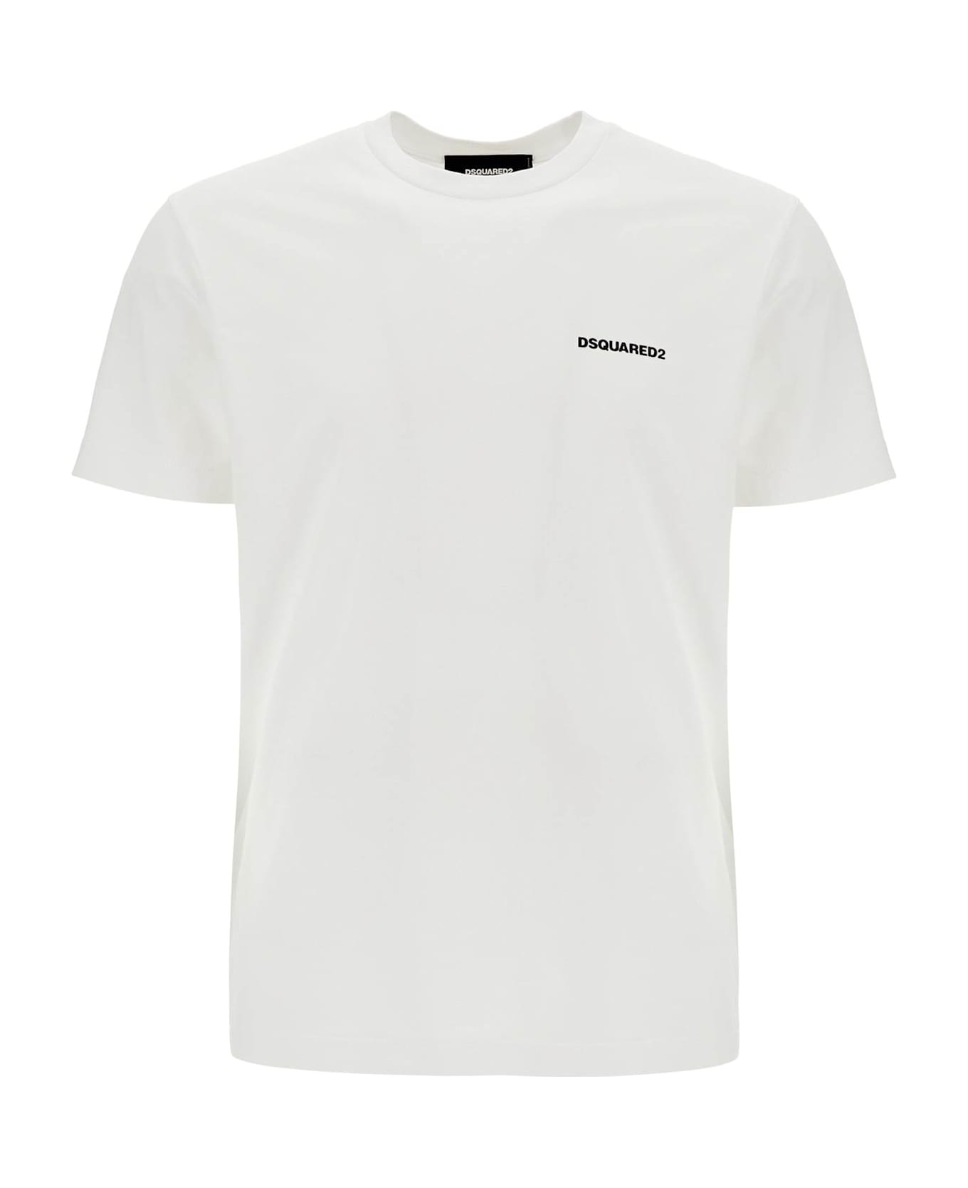 Dsquared2 Men's White Cotton T-shirt With Embroidered Logo - WHITE (White)