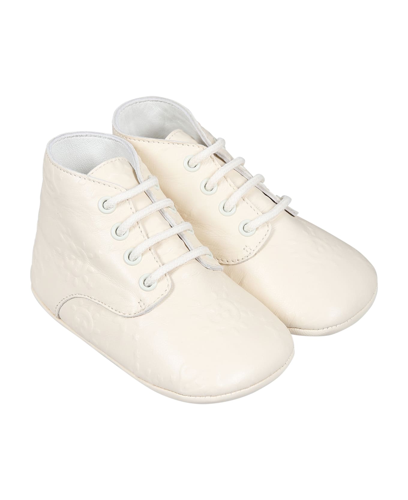 Gucci Ivory Shoes caminhada For Baby Kids With Gg Cross And Ufo - Ivory