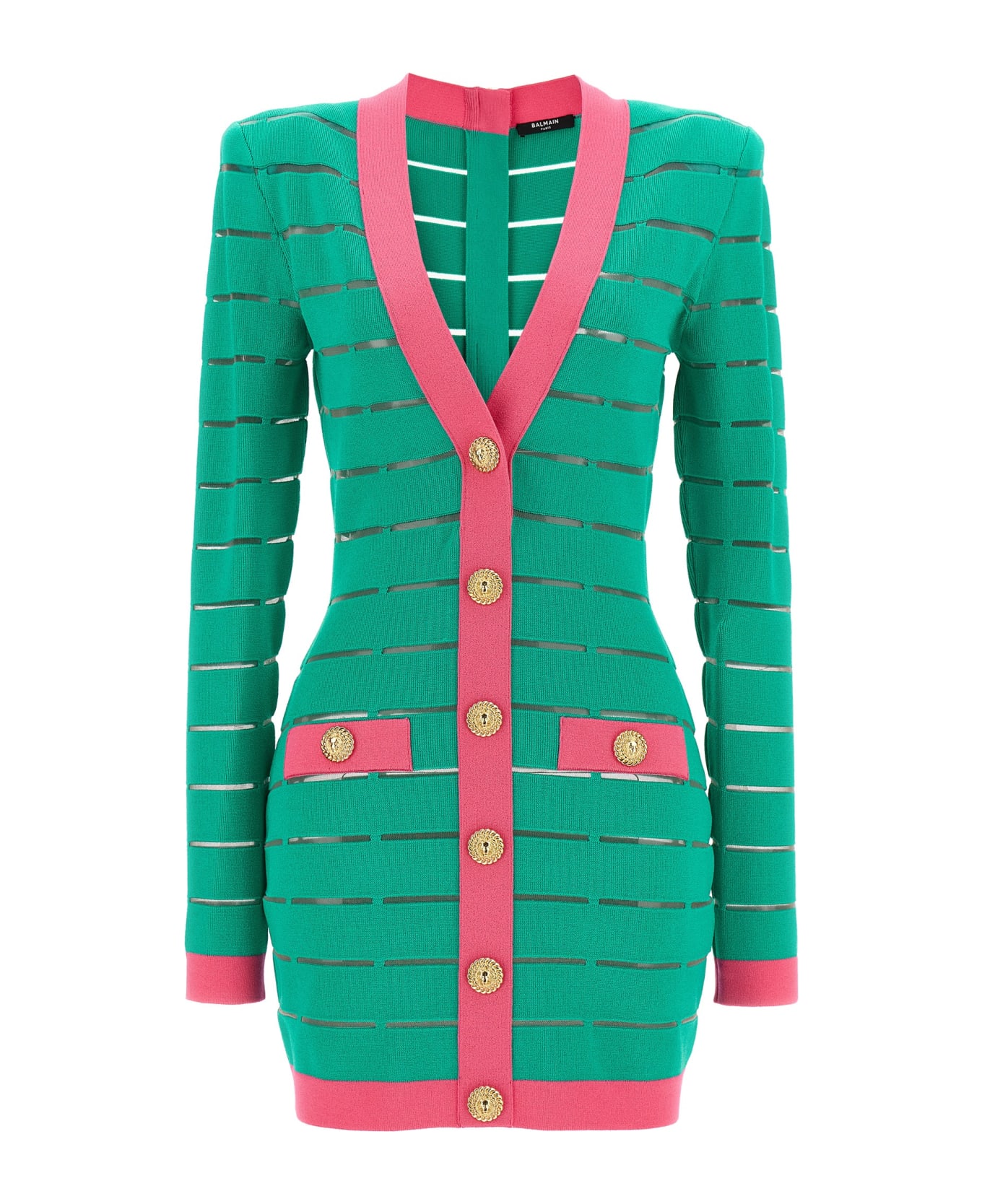 Balmain Two-tone Knit Dress - Green