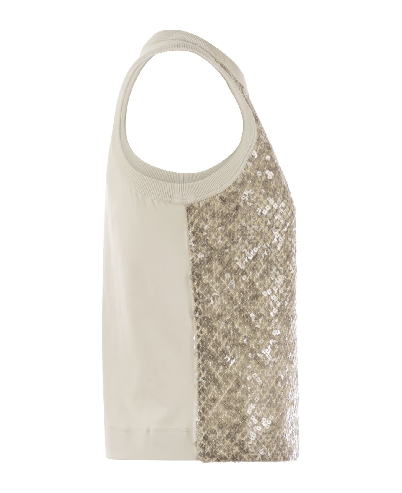 Brunello Cucinelli Sequin Top - Light Beige