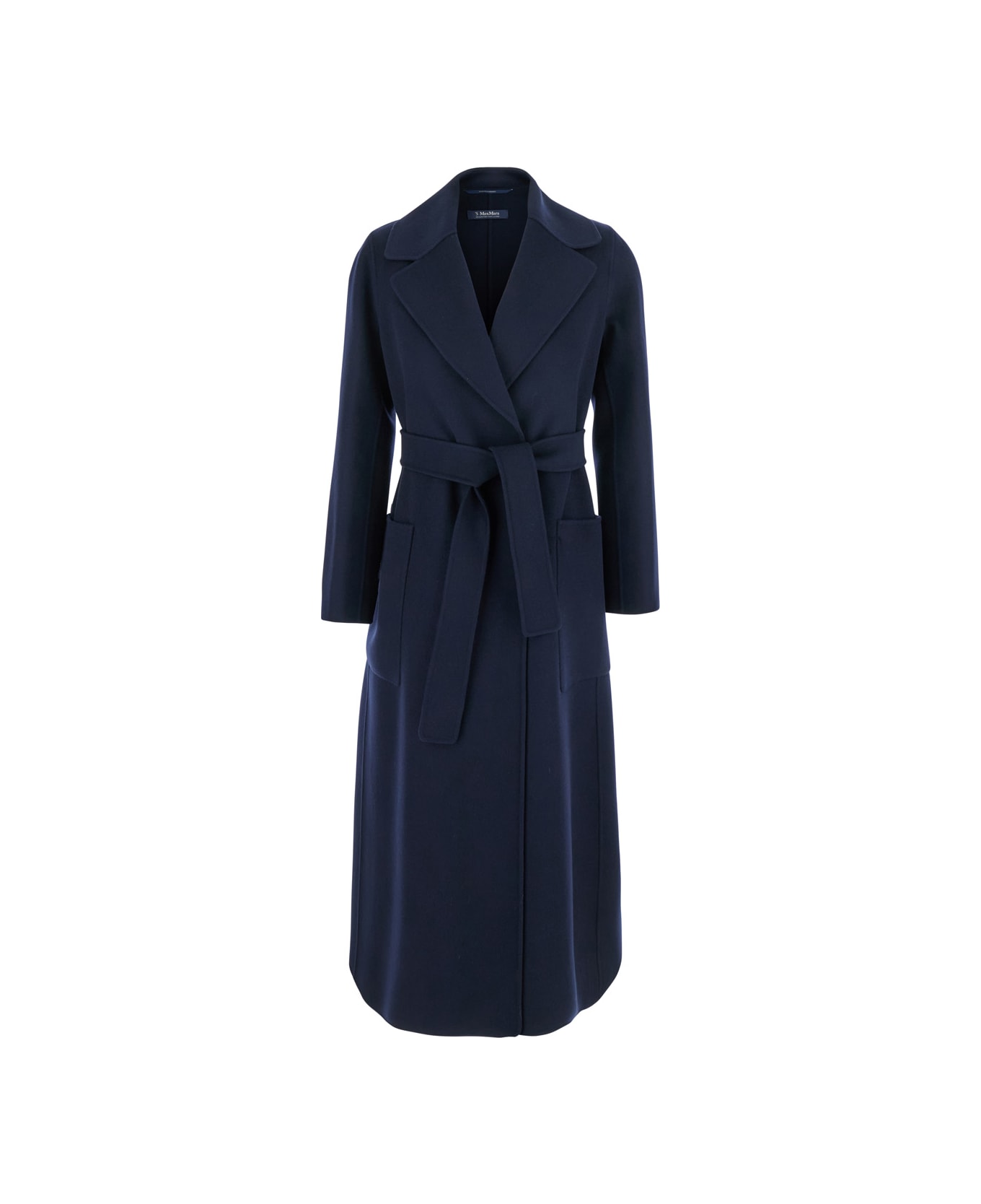 
S Max Mara 
paolore
 Blue Double-breasted Coat With Peak Revers In Virgin Wool Woman - Blu