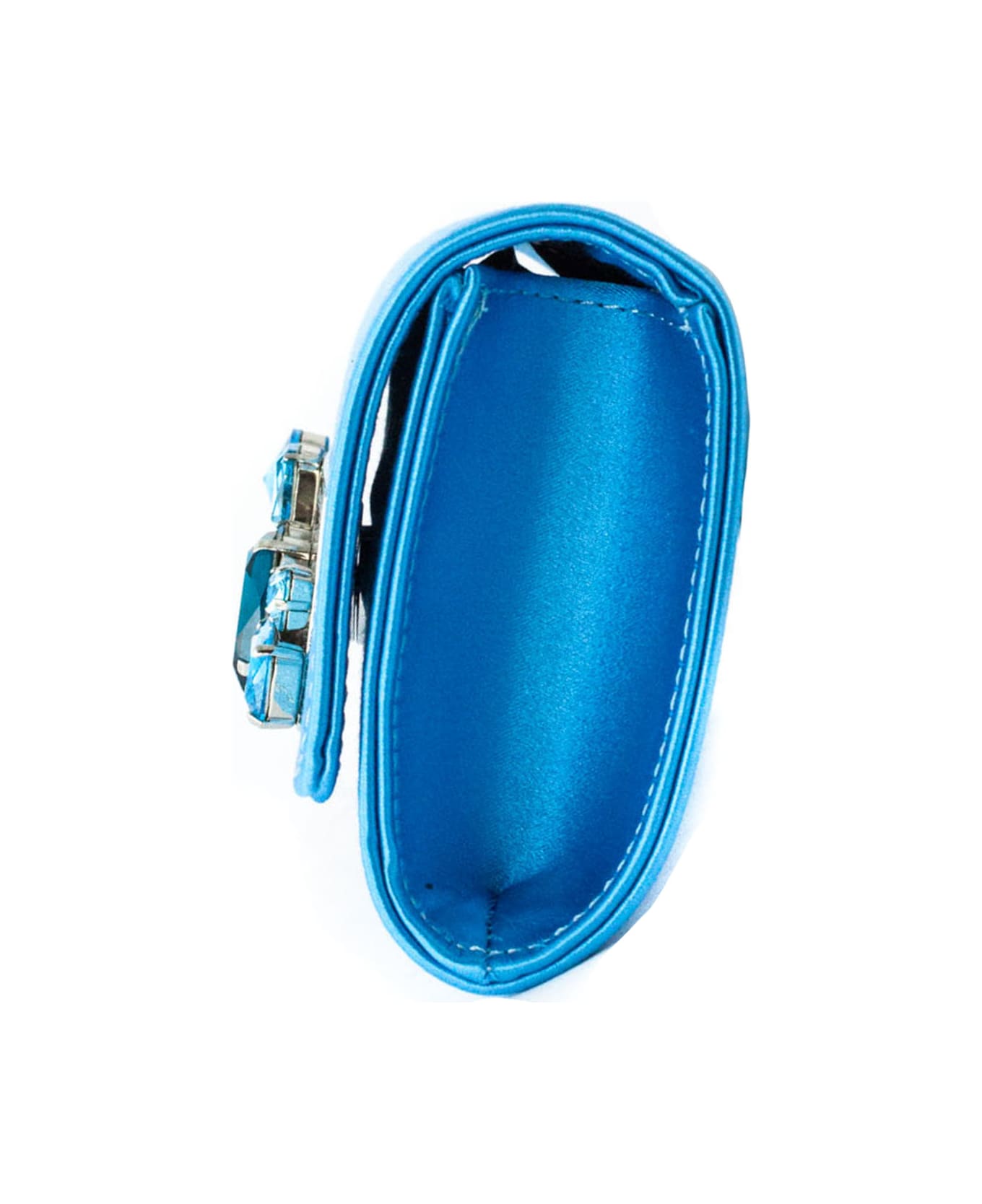 Roberto Festa Light Blue Satin Pat Shoulder Bag - Blue