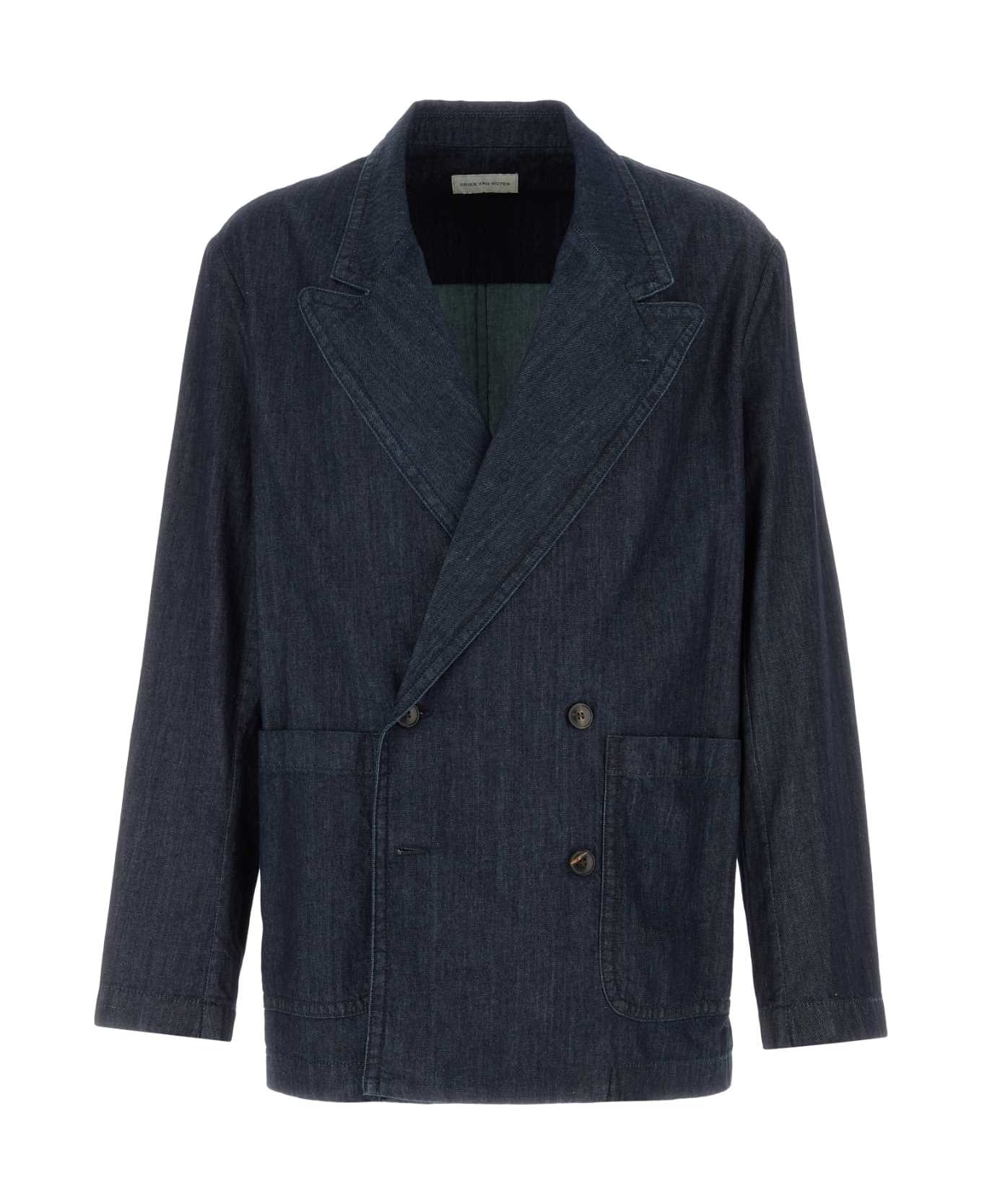 Dries Van Noten Denim Caplans Blazer - INDIGO
