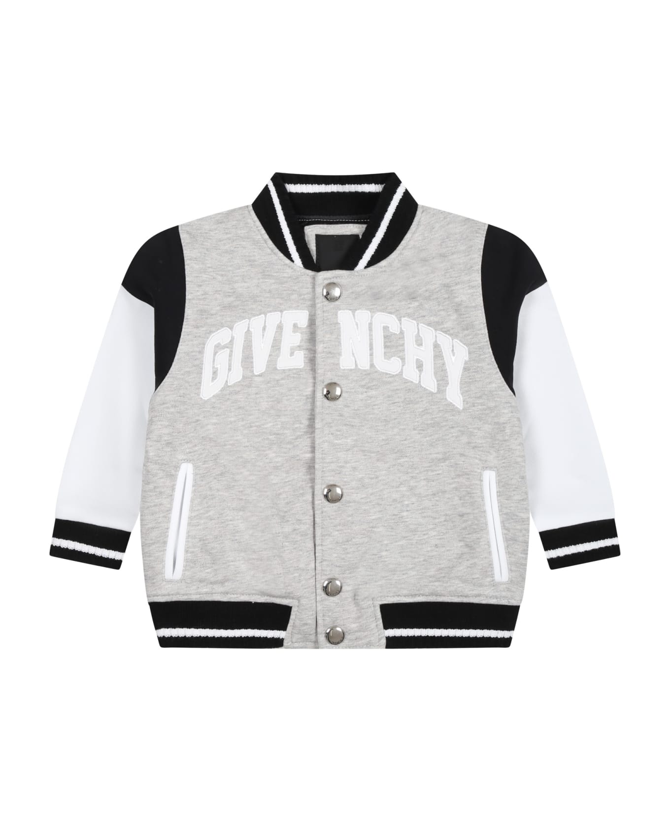 Givenchy Gray Bomber Jacket For Baby Boy With Logo - Grey