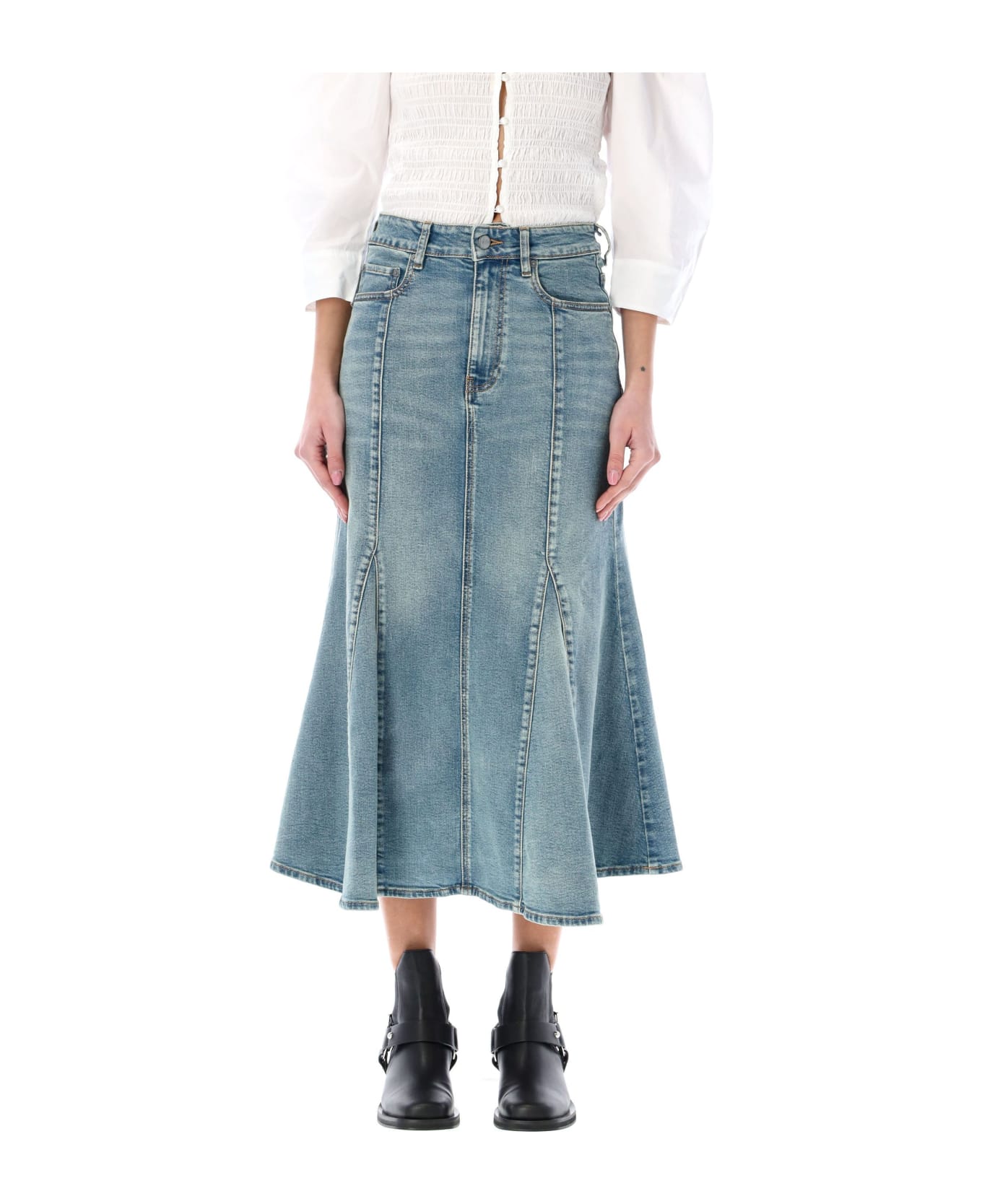 Ganni Peplum Midi Skirt - BLUE スカート