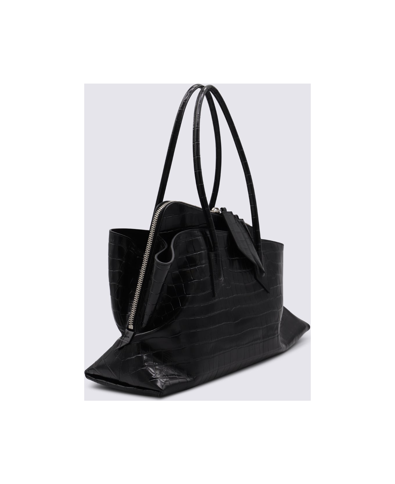 The Attico Black Leather La Passeggiata Medium Shoulder Bag - Black