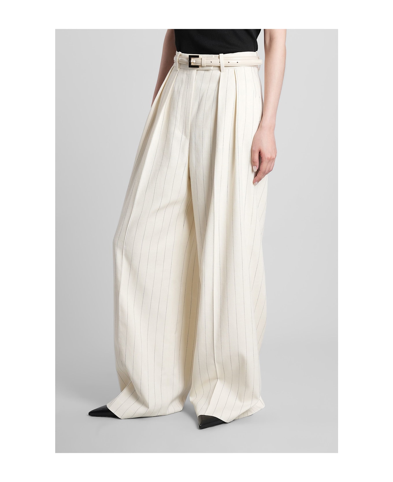 Anine Bing Lou Pants In Beige Viscose - beige