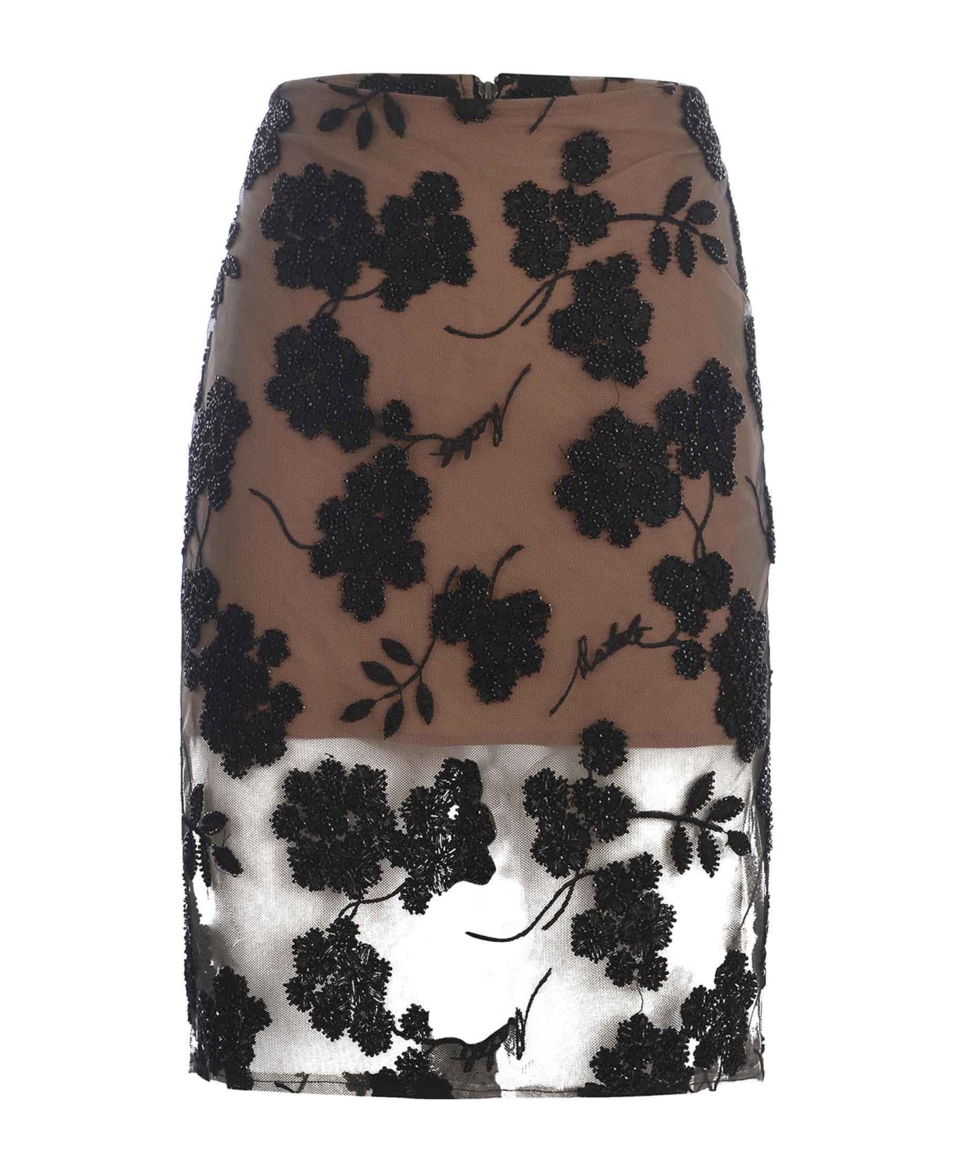 Rotate by Birger Christensen Skirt Rotate "flowers" Made Of Tulle - Nero