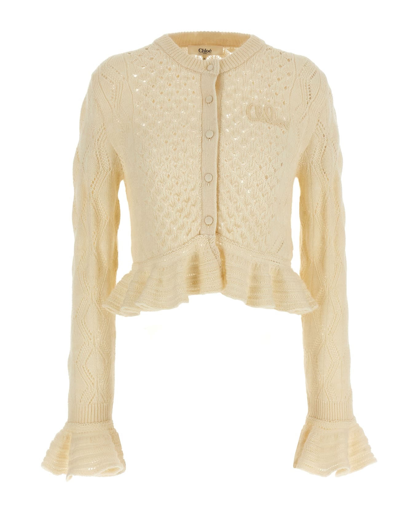 Chloé Pointelle Cardigan - White