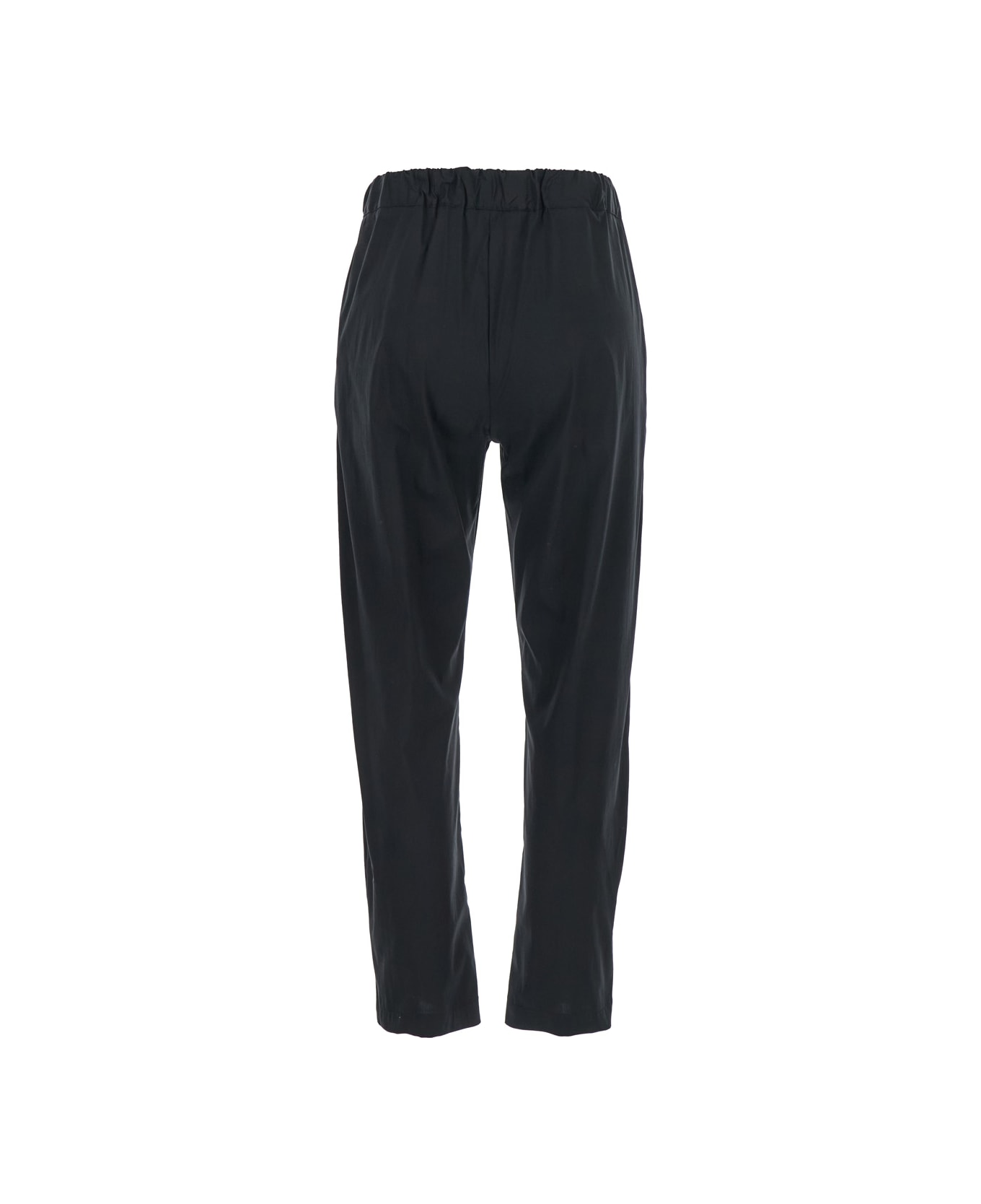 SEMICOUTURE 
buddy
 Black Pants With Elastic Drawstring Waist In Cotton Blend Stretch Woman - Black