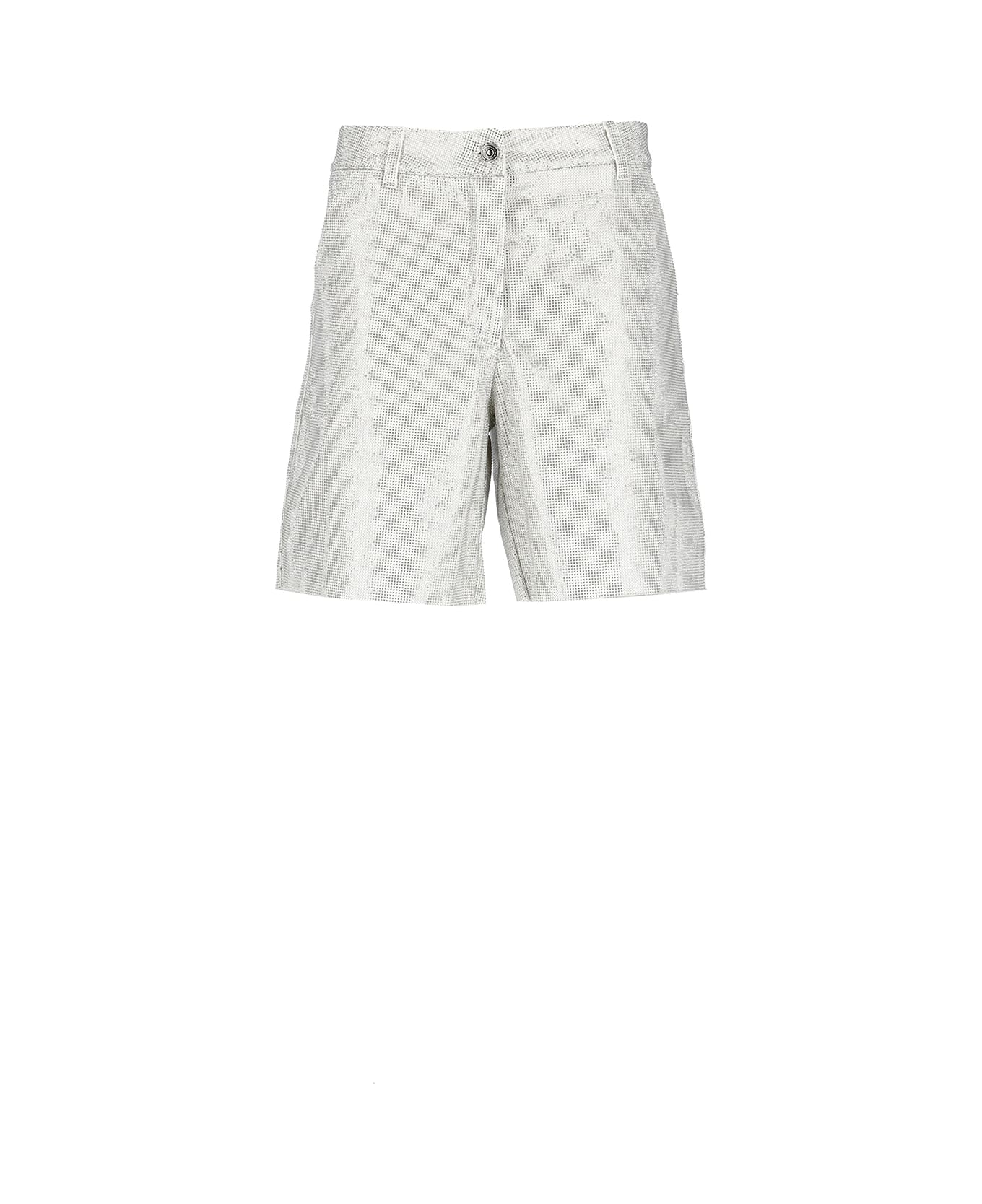 Ermanno Scervino Cotton Bermuda Shorts With Strass - Silver ショートパンツ