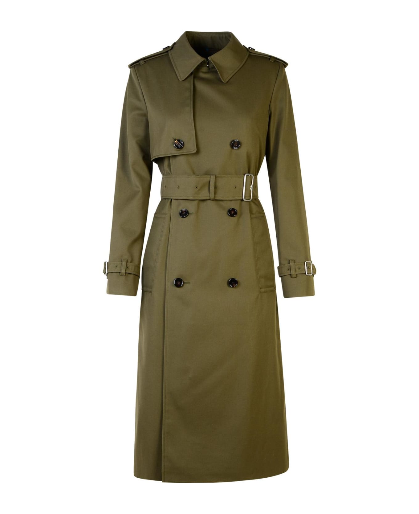 Burberry Green Cotton Blend Trench Coat - Green