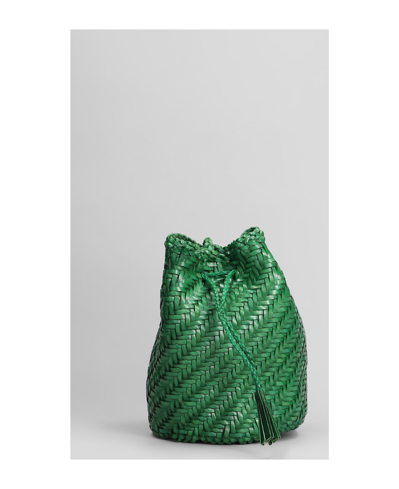 Dragon Diffusion Pompom Double Jump Shoulder Bag In Green Leather - green