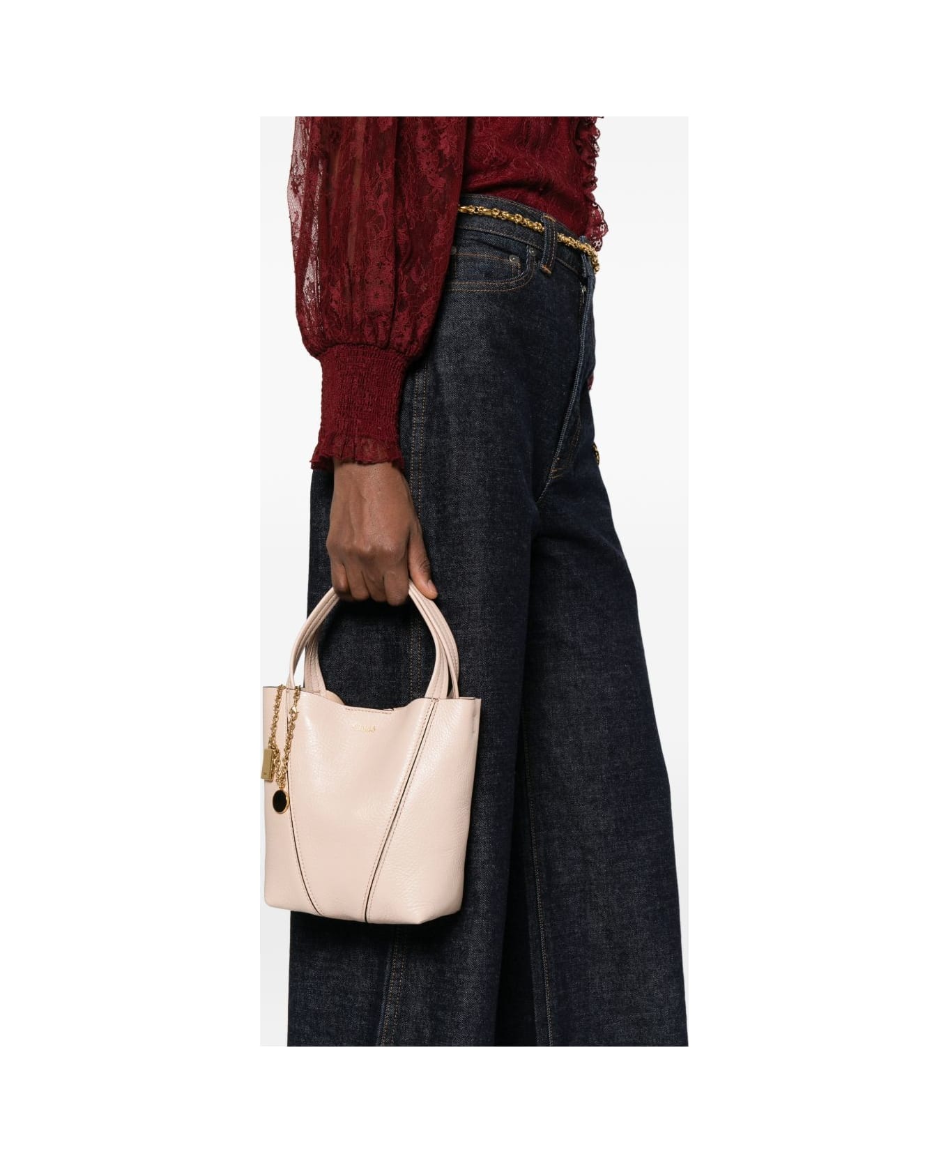 Chloé Spin Small Leather Tote - Pink