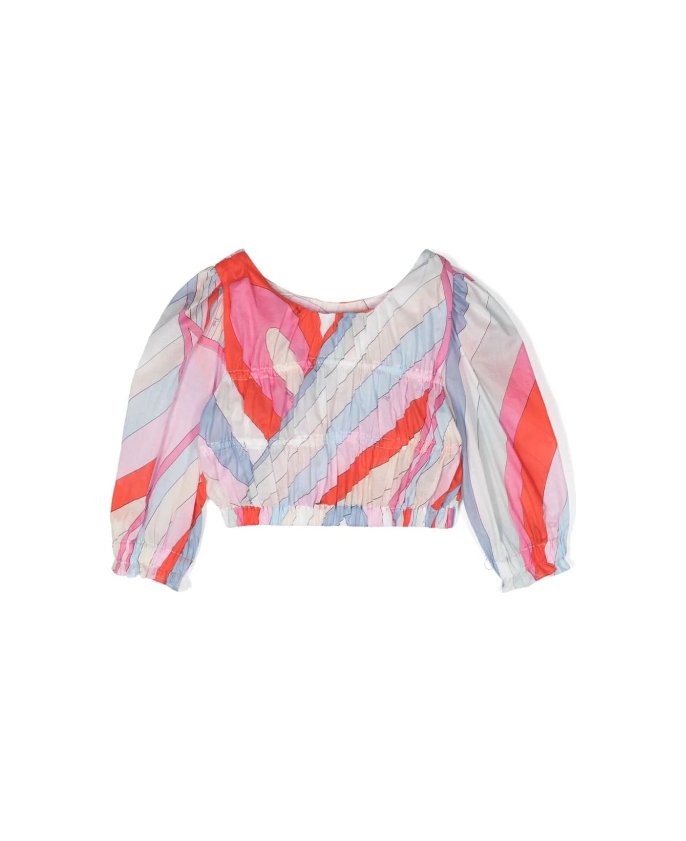 Pucci Blouse With Light Blue/multicolour Iride Print - Blue トップス