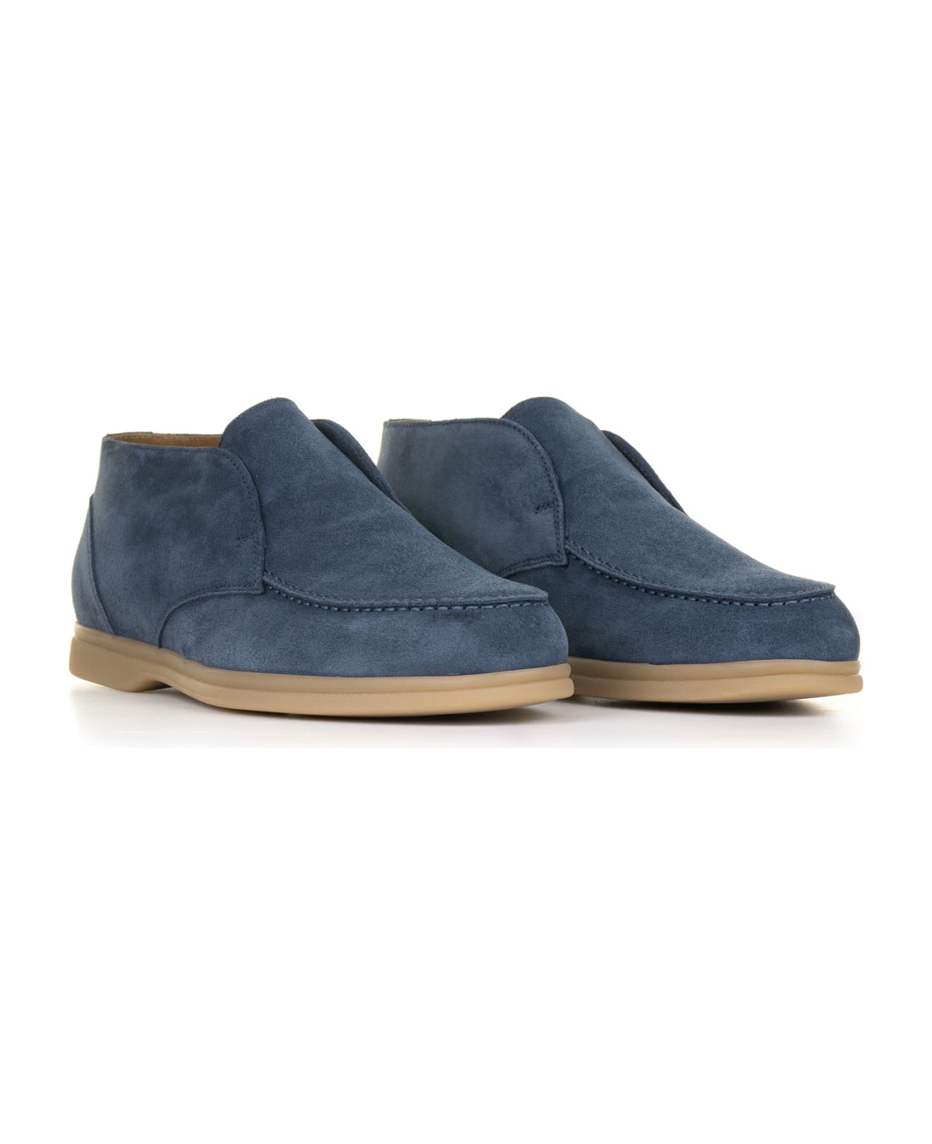 Doucal's Slip-on Ankle Boot In Blue Suede - OCEANO
