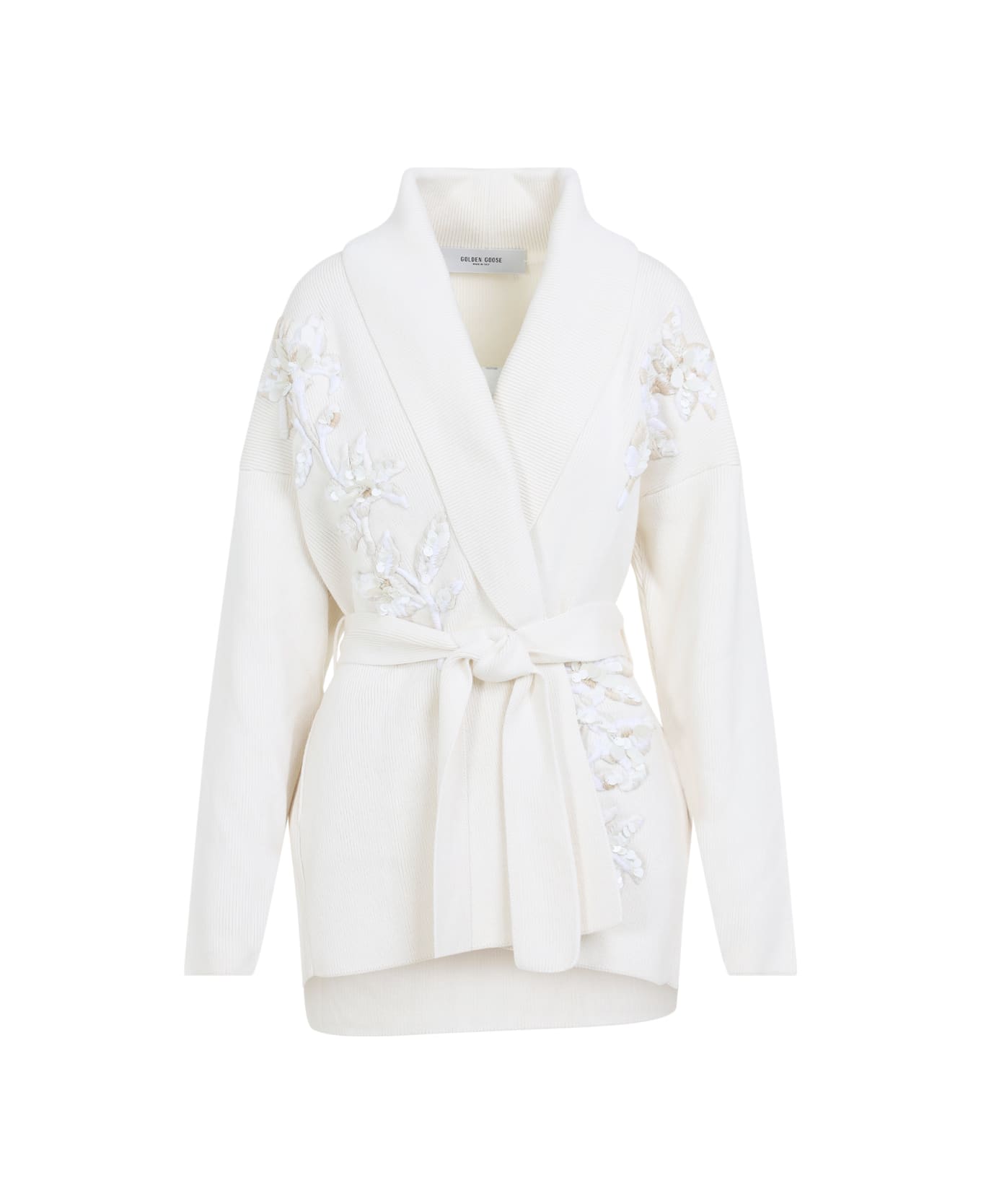 Golden Goose Belted Knit Cardigan - Natural White