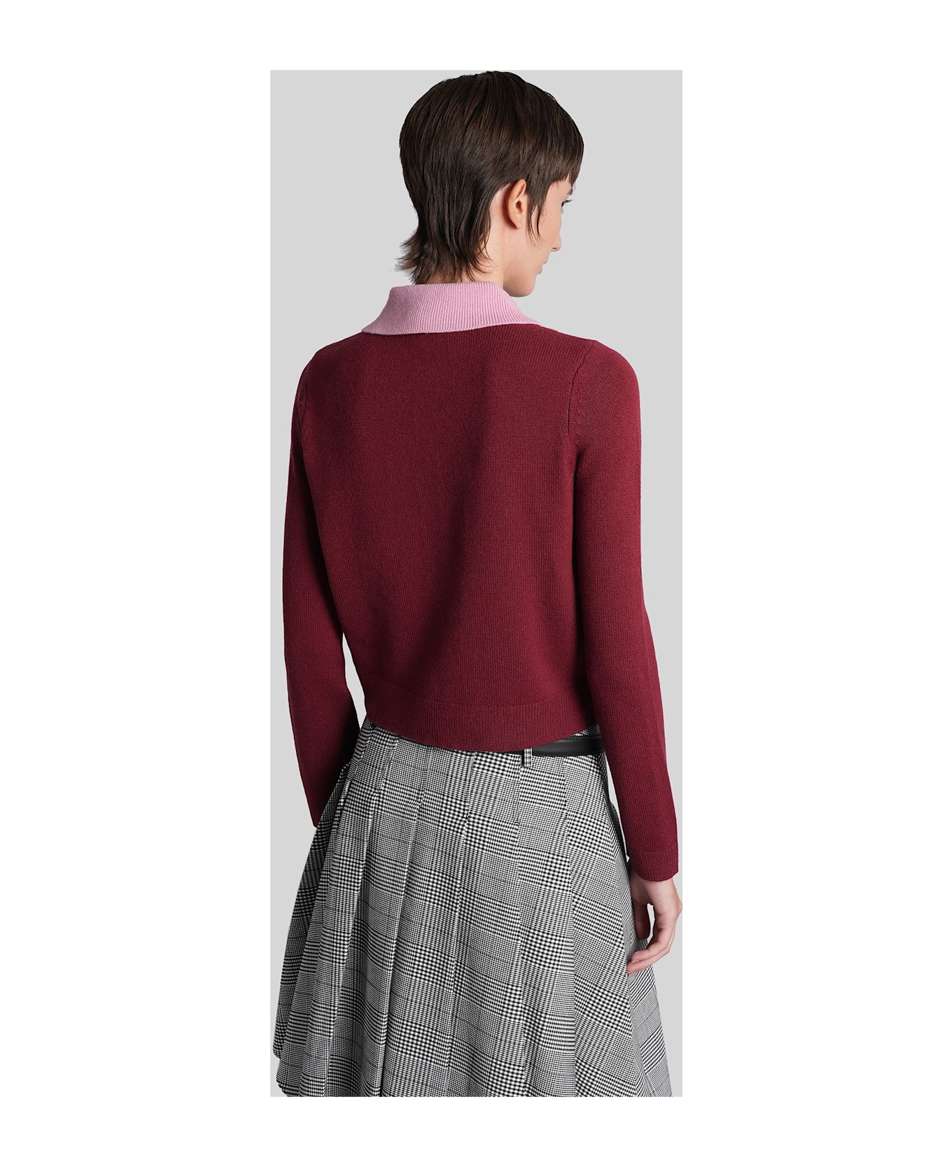 self-portrait Polo In Bordeaux Wool - bordeaux