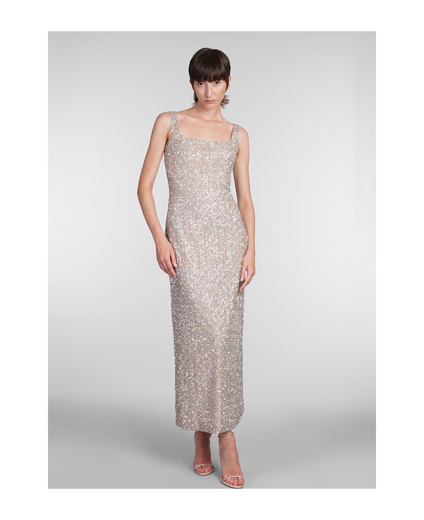 Costarellos Harper Dress In Gold Polyester - gold