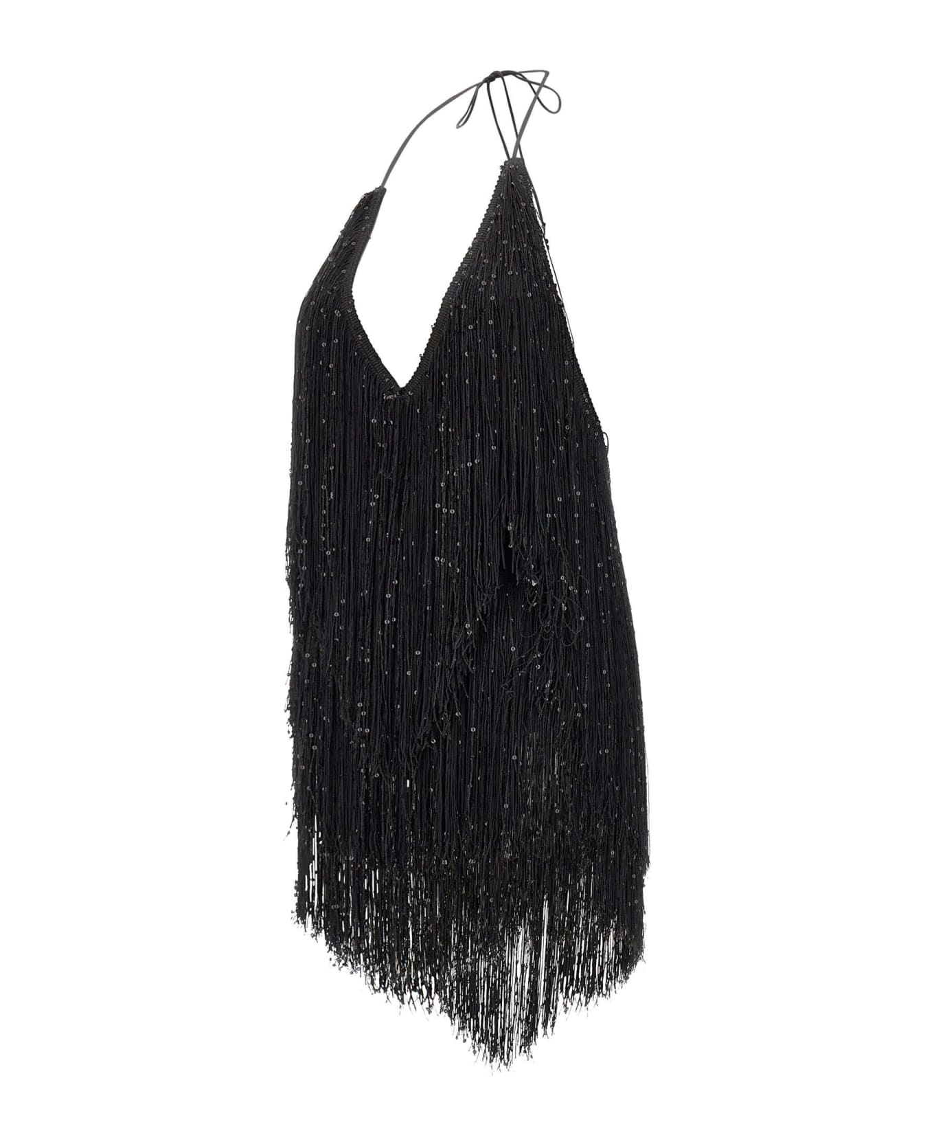 Rotate by Birger Christensen "sequin Fringe" Dress - BLACK