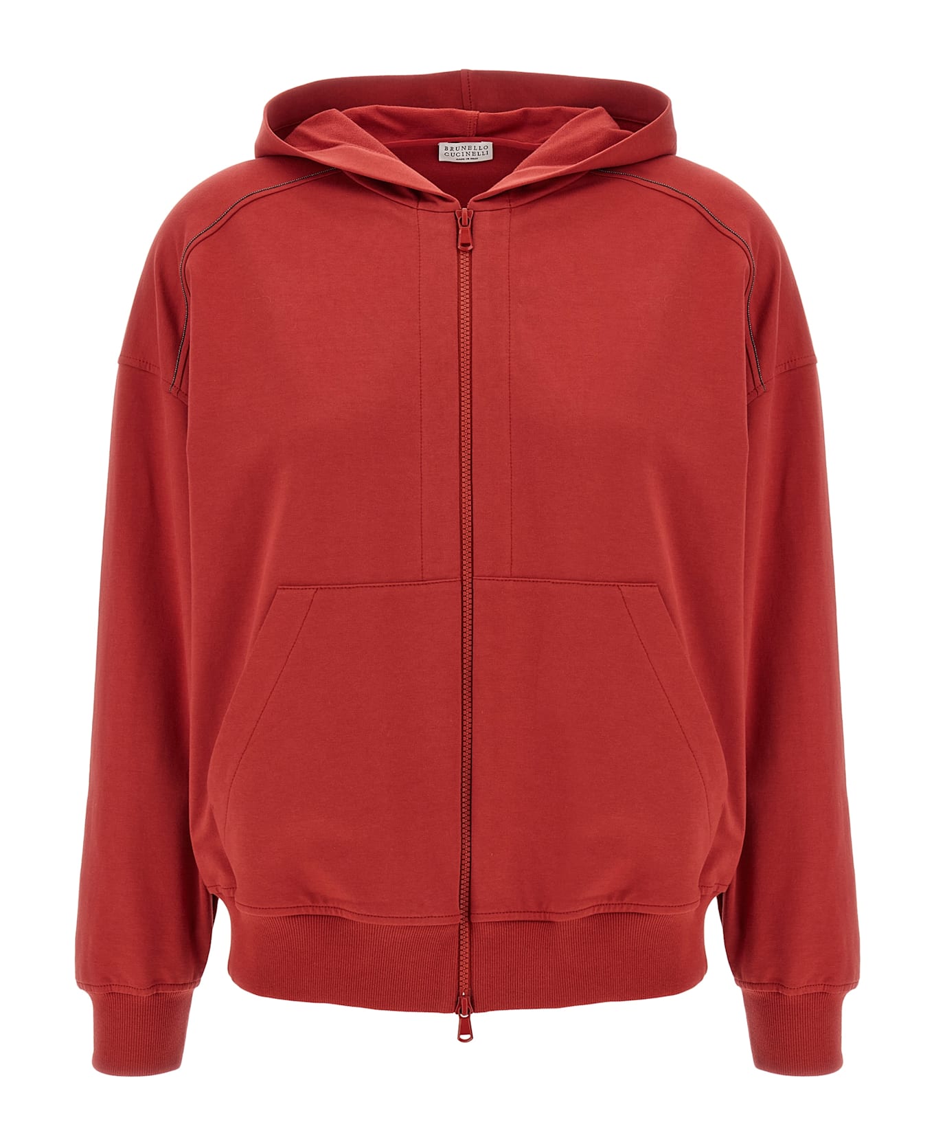 Brunello Cucinelli 
shiny Trims
 Hoodie - Red