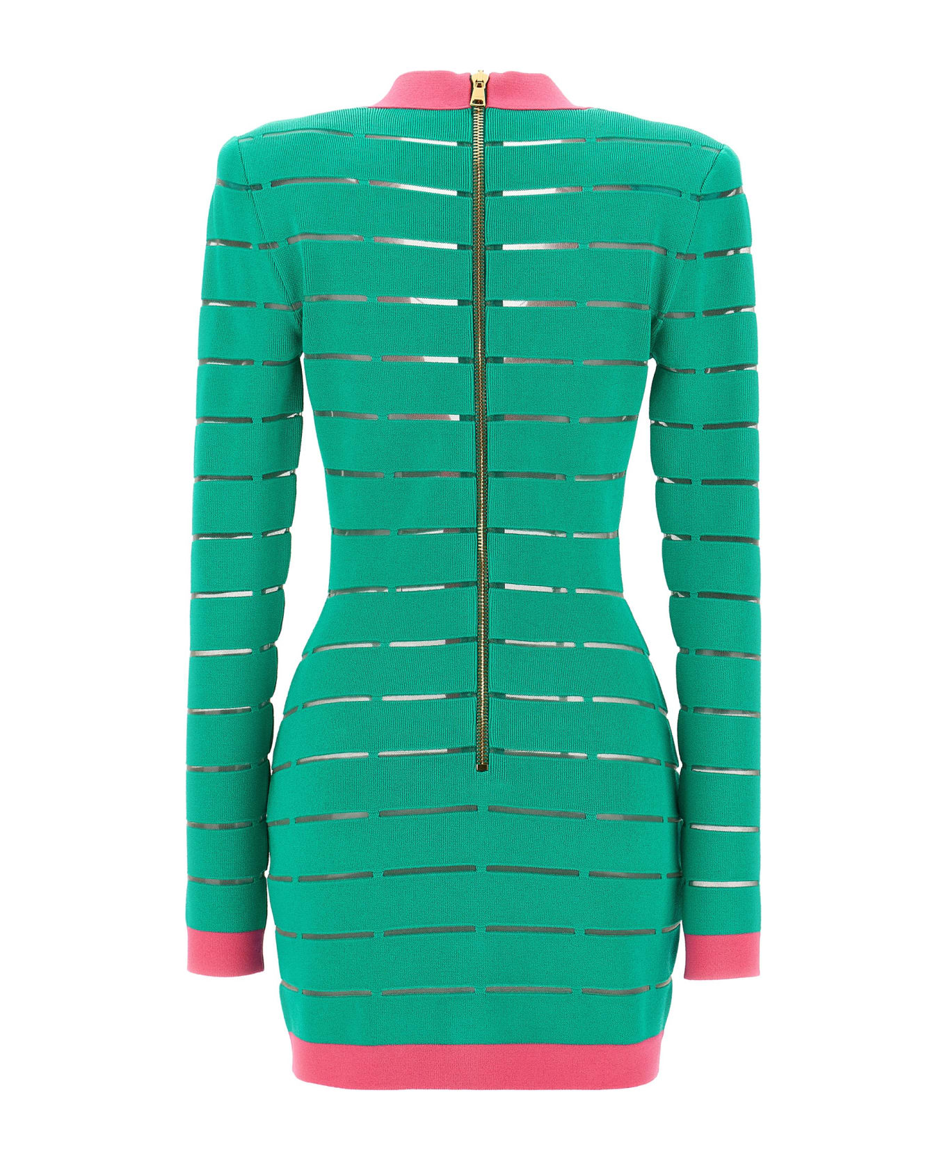 Balmain Two-tone Knit Dress - Green